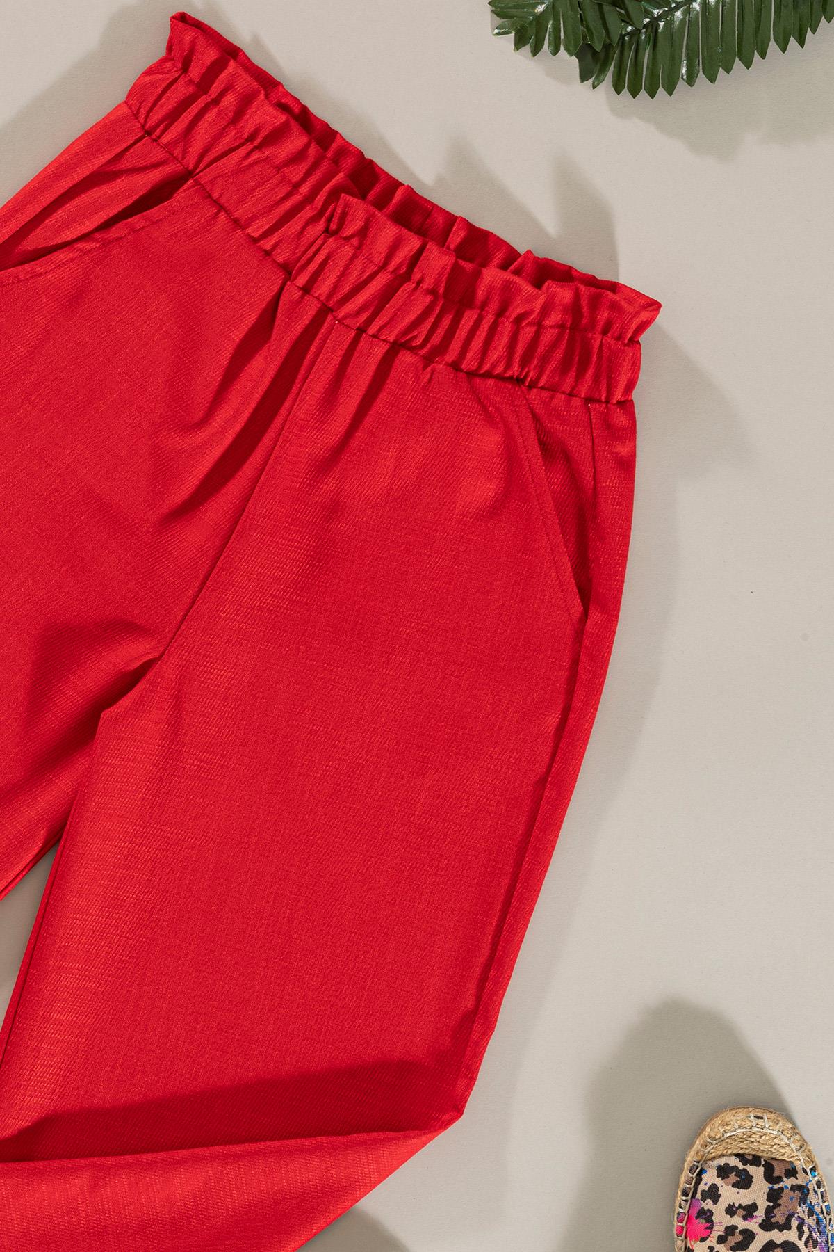 For You Kids Dantel Cep Detaylı Kırmızı Pantolon Takım For You Kids Dantel Cep Detaylı Kırmızı Pantolon Takım