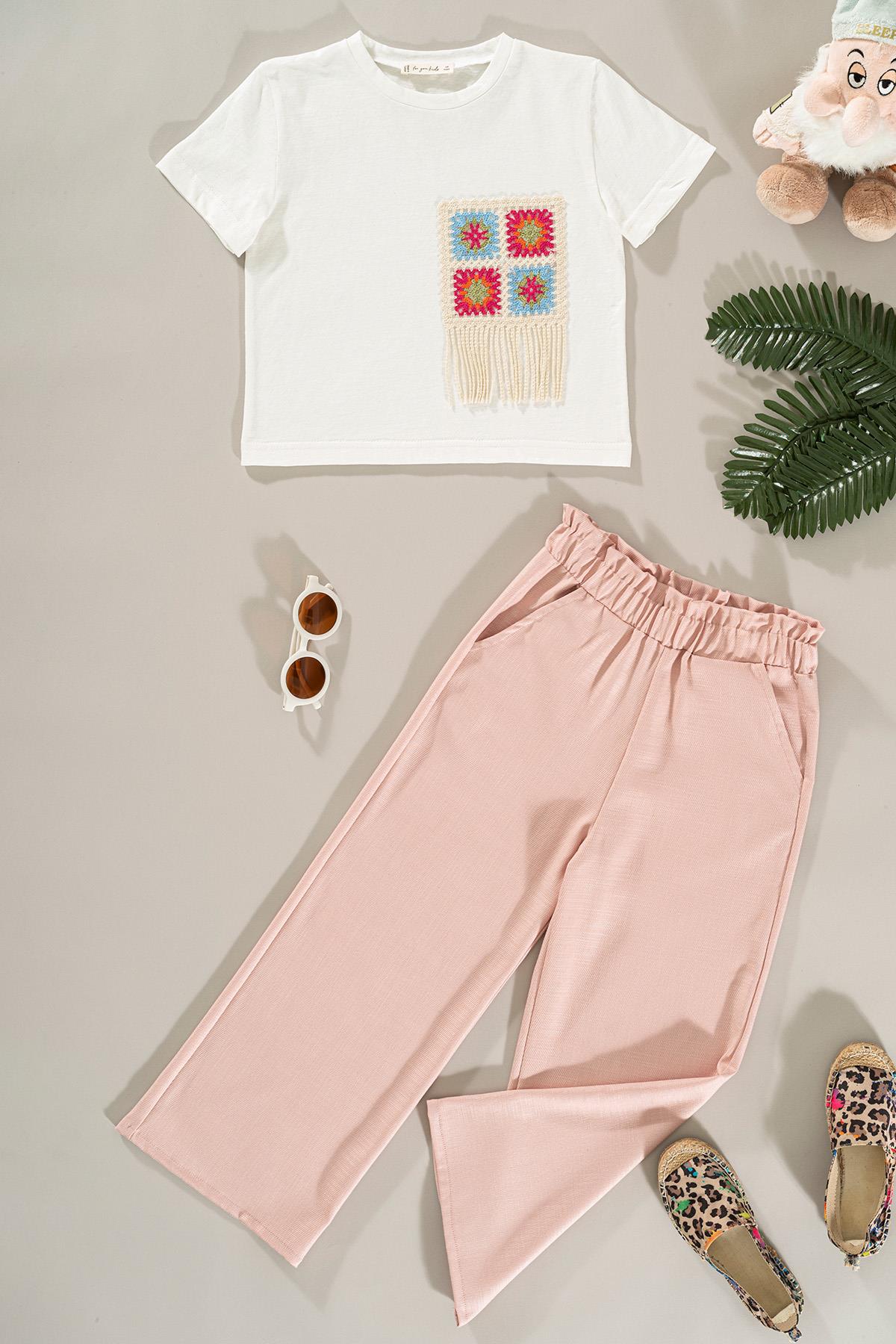 For You Kids Dantel Cep Detaylı Pembe Pantolon Takım For You Kids Dantel Cep Detaylı Pembe Pantolon Takım