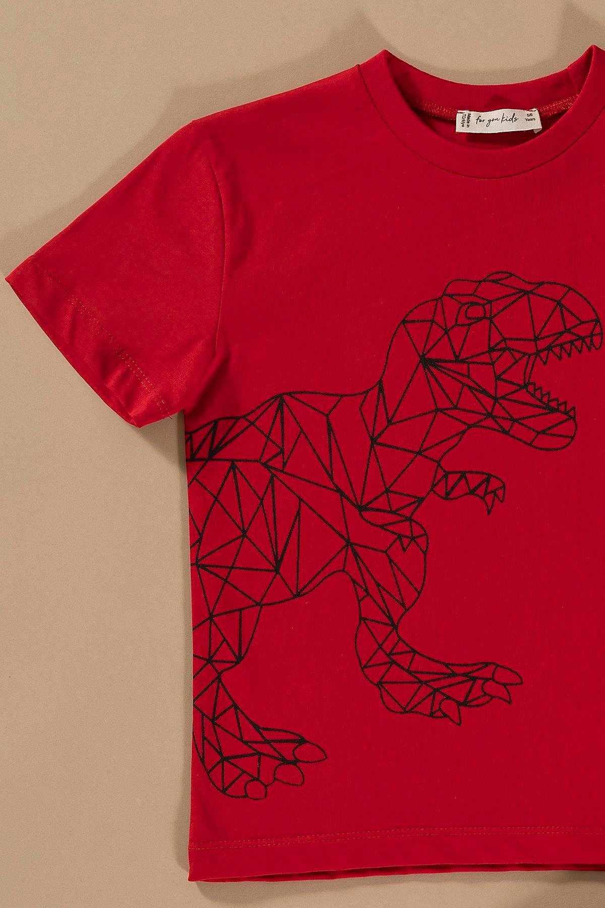 For You Kids Dinozor Baskılı Siyah Alt Üst Şort Takım  For You Kids Dinozor Baskılı Siyah Alt Üst Şort Takım