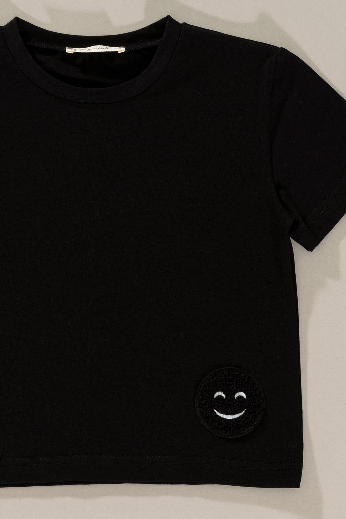 For You Kids Emoji Detaylı Siyah Alt Üst Şort Takım For You Kids Emoji Detaylı Siyah Alt Üst Şort Takım