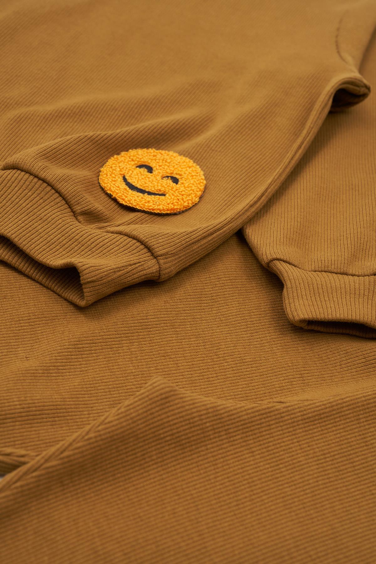 For You Kids Emoji Nakışlı Taytlı Hardal Alt Üst Takım  For You Kids Emoji Nakışlı Taytlı Hardal Alt Üst Takım 