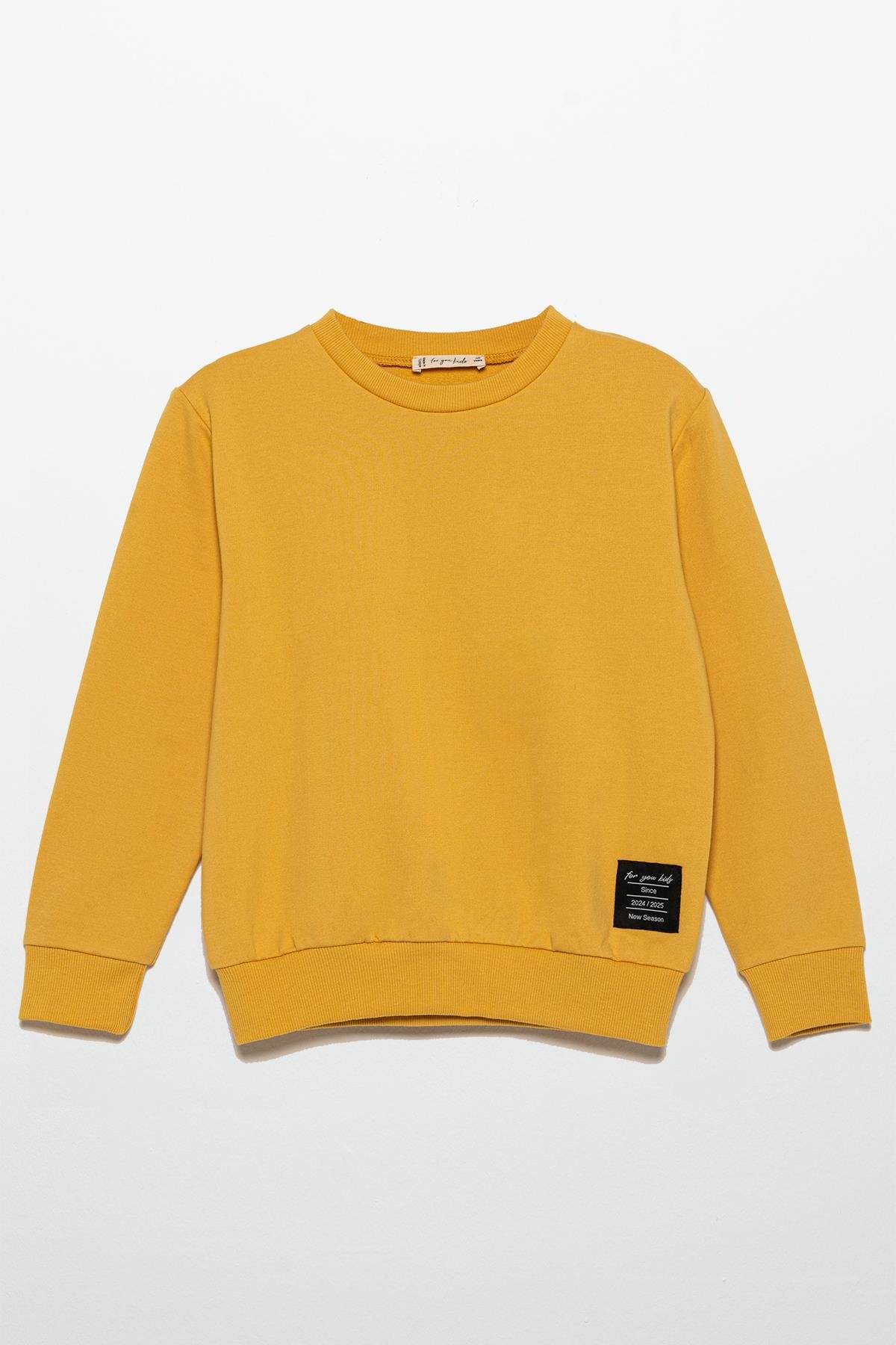 For You Kids Etiket Detaylı Sweatshirt Jogger Sarı Alt Üst Takım For You Kids Etiket Detaylı Sweatshirt Jogger Sarı Alt Üst Takım