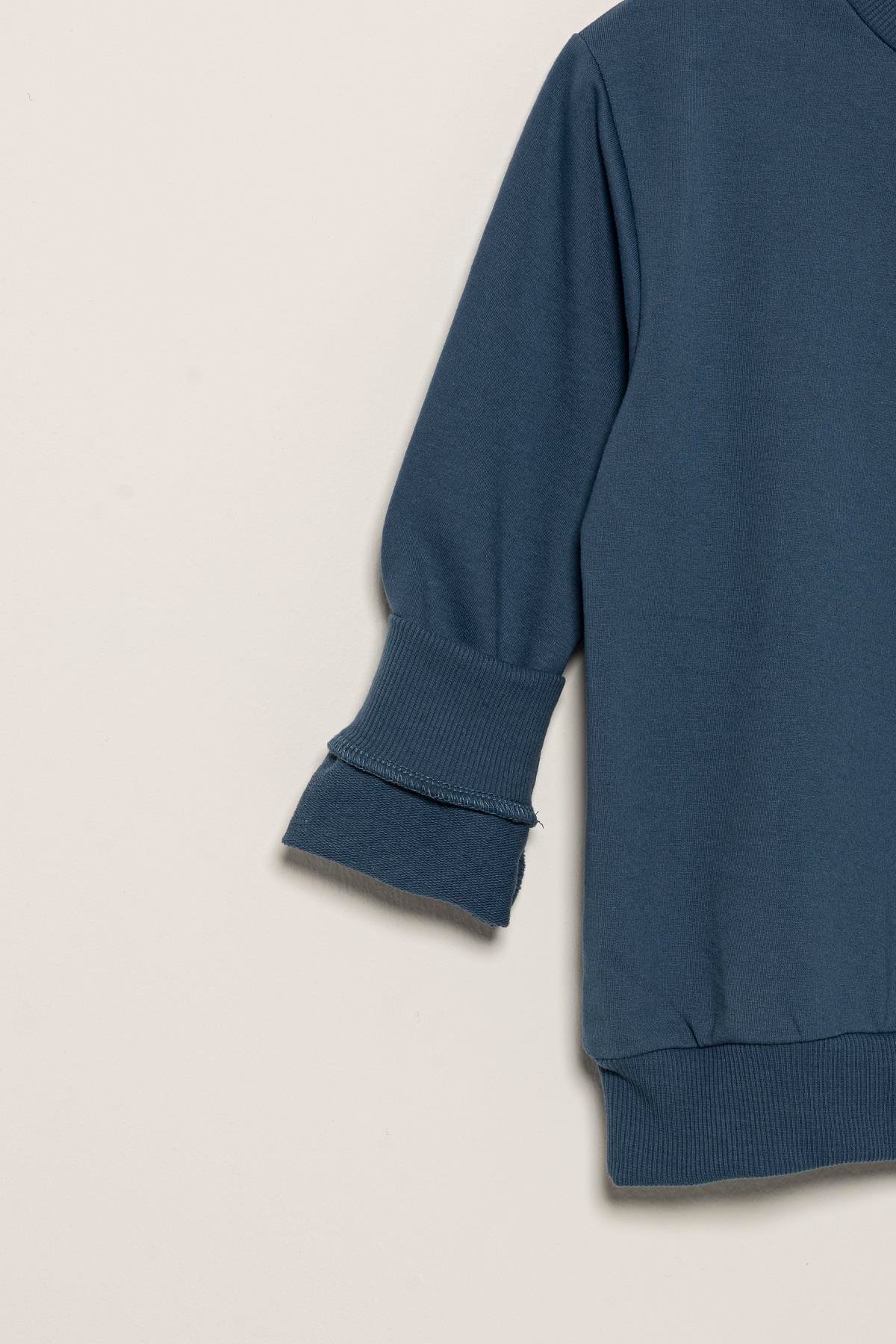 For You Kids Etiket Detaylı Sweatshirt Jogger İndigo Alt Üst Takım For You Kids Etiket Detaylı Sweatshirt Jogger İndigo Alt Üst Takım