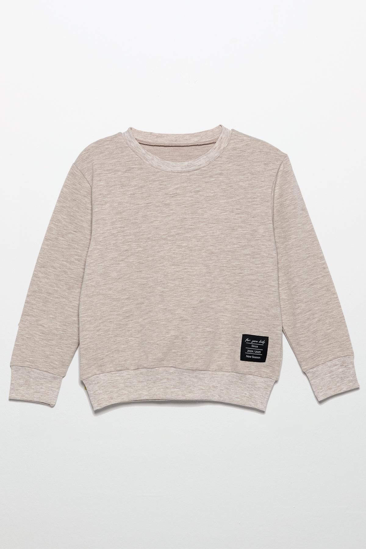 For You Kids Etiket Detaylı Sweatshirt Jogger Taş Alt Üst Takım For You Kids Etiket Detaylı Sweatshirt Jogger Taş Alt Üst Takım