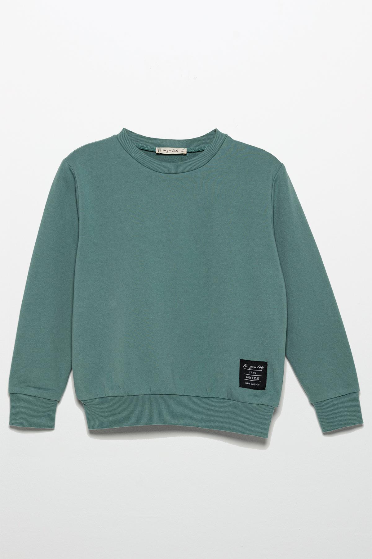 For You Kids Etiket Detaylı Sweatshirt Jogger Yeşil Alt Üst Takım For You Kids Etiket Detaylı Sweatshirt Jogger Yeşil Alt Üst Takım