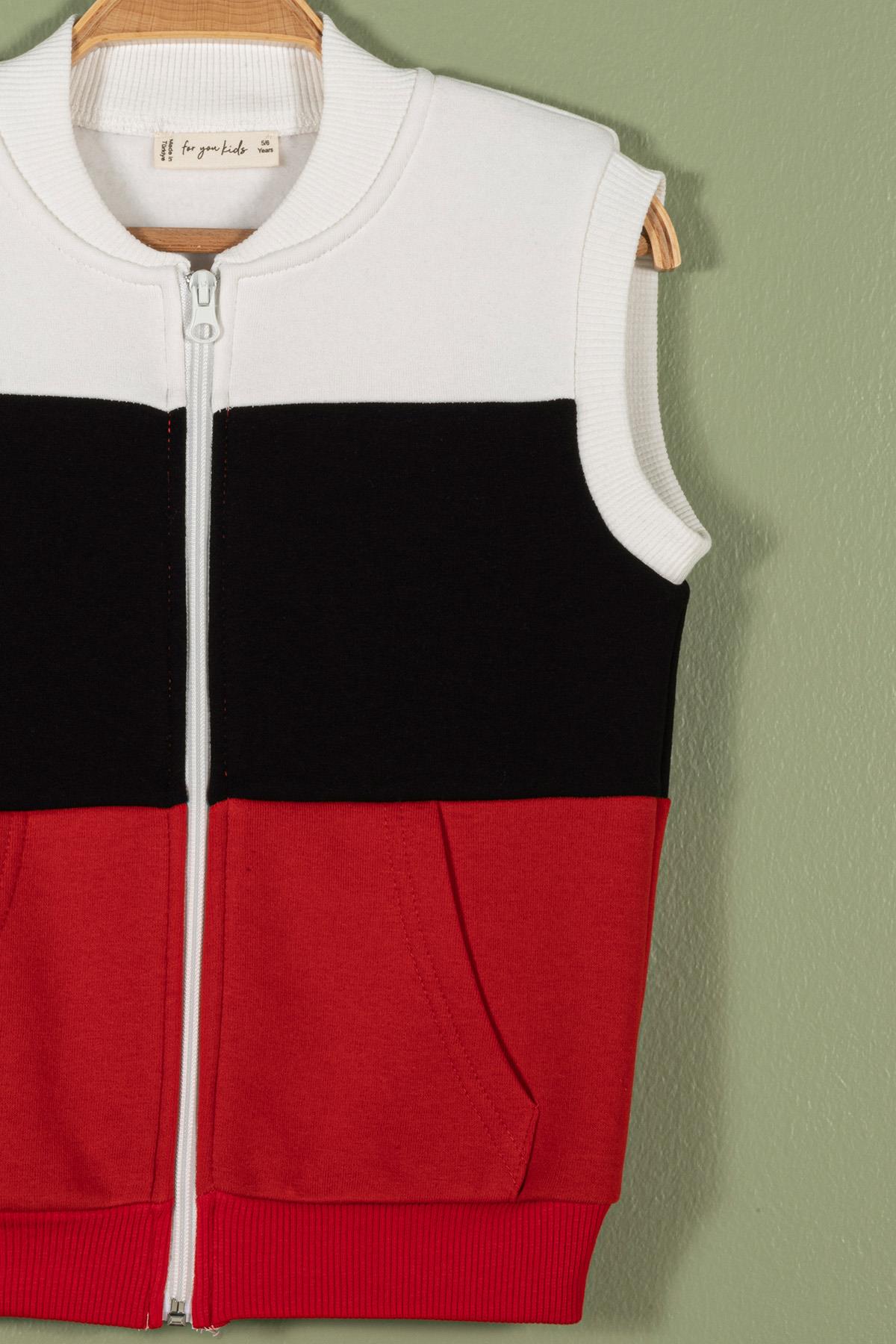 For You Kids Fermuarlı Garnili Kanguru Cep Kırmızı Kız Çocuk Yelek For You Kids Fermuarlı Garnili Kanguru Cep Kırmızı Kız Çocuk Yelek