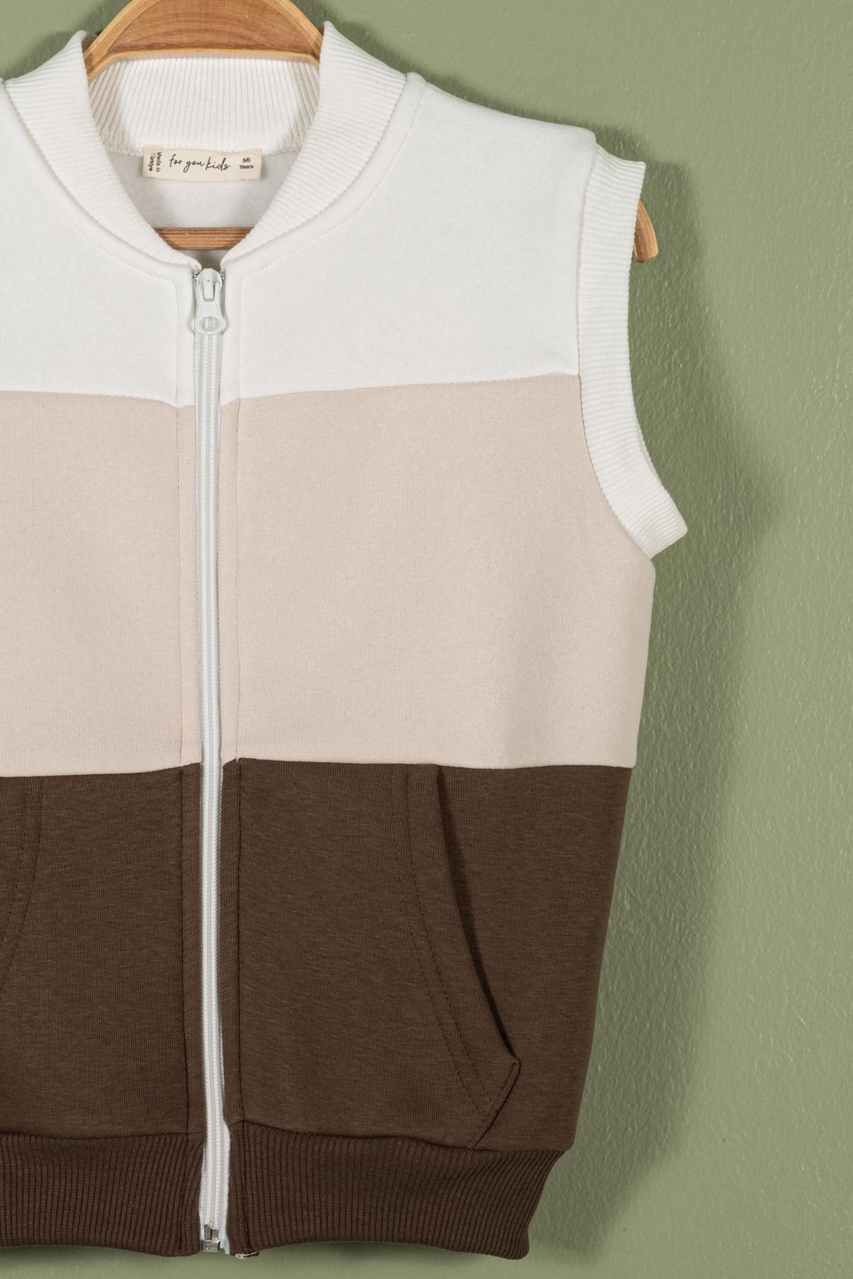 For You Kids Fermuarlı Garnili Kanguru Cep Kahve Erkek Çocuk Yelek For You Kids Fermuarlı Garnili Kanguru Cep Kahve Erkek Çocuk Yelek