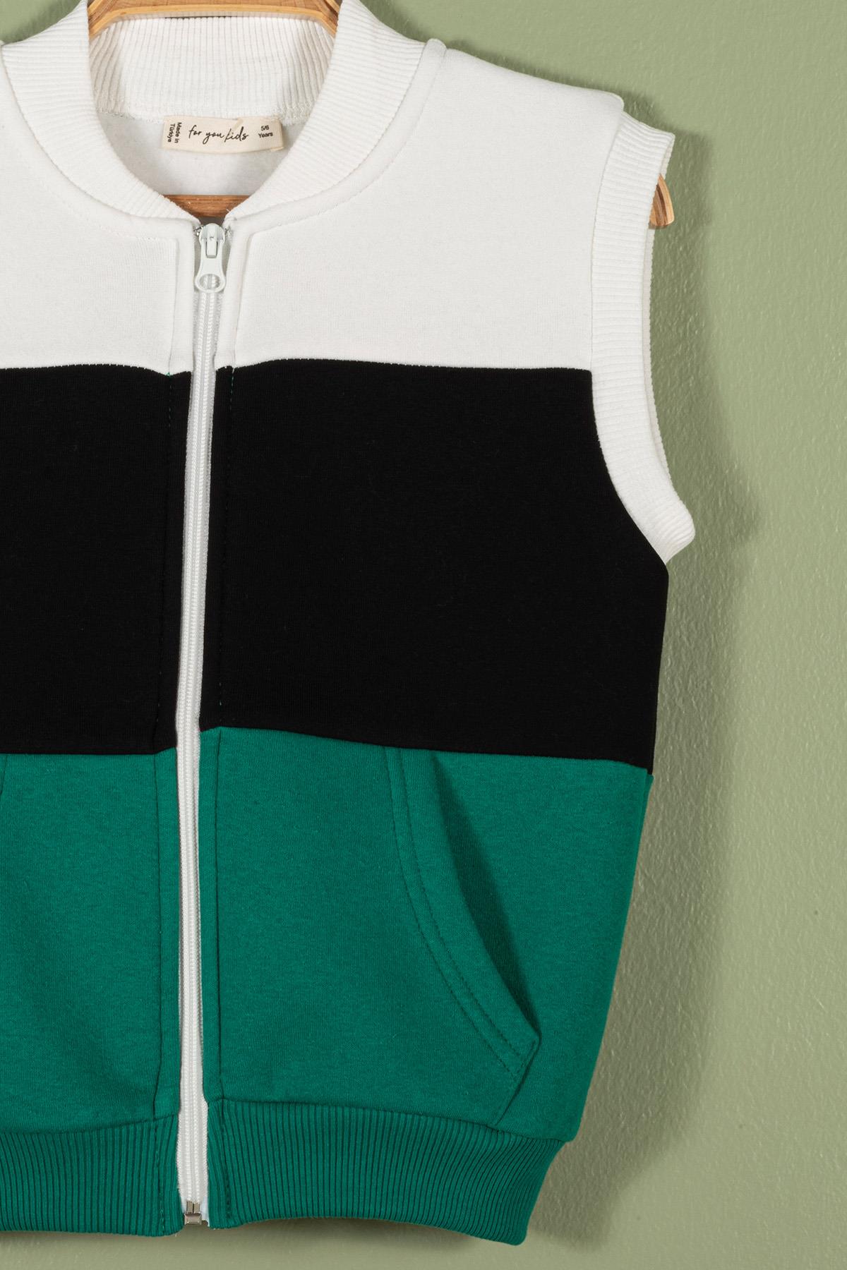 For You Kids Fermuarlı Garnili Kanguru Cep Yeşil Erkek Çocuk Yelek For You Kids Fermuarlı Garnili Kanguru Cep Yeşil Erkek Çocuk Yelek