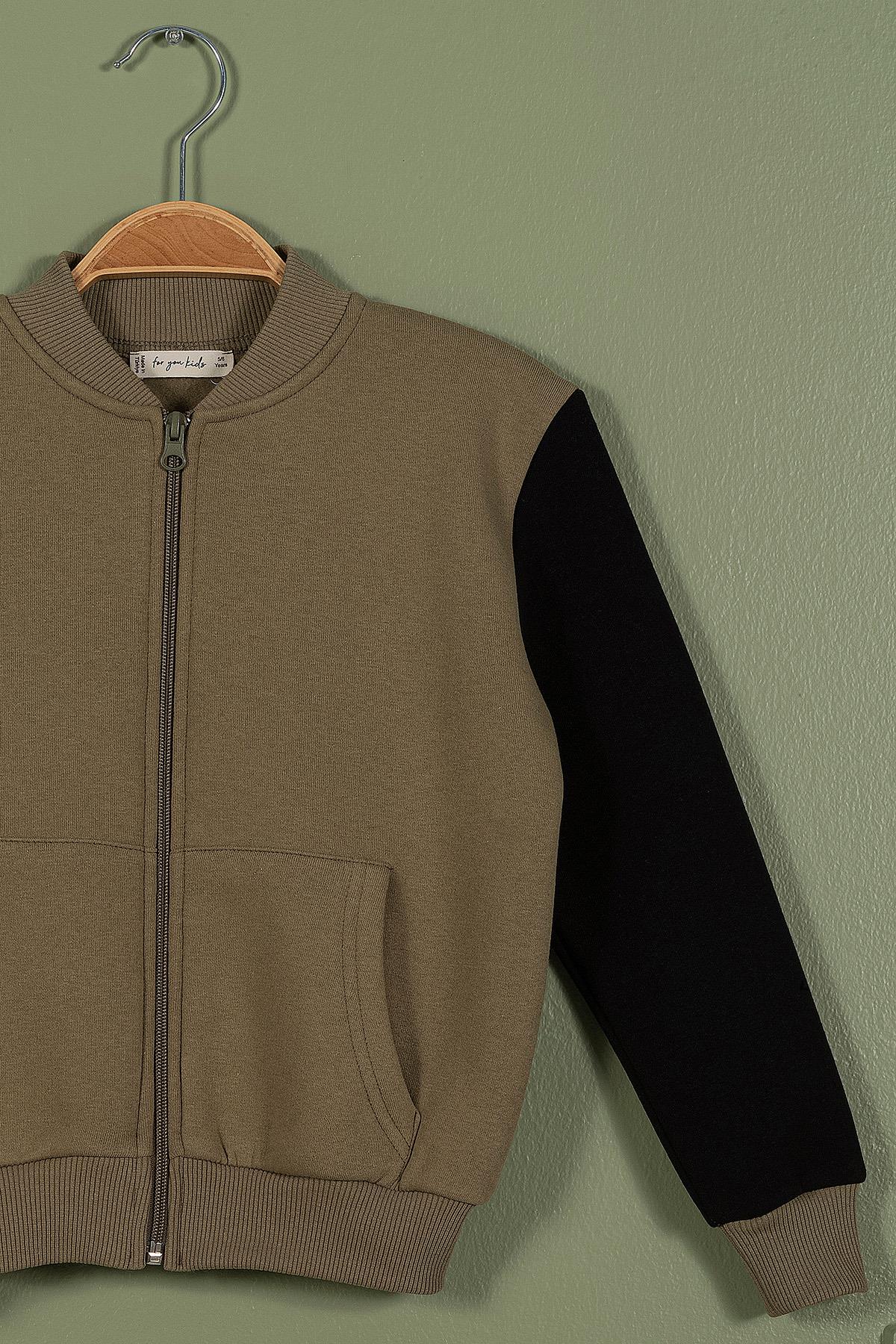 For You Kids Fermuarlı Garnili Kanguru Cep Haki Kız Çocuk Ceket For You Kids Fermuarlı Garnili Kanguru Cep Haki Kız Çocuk Ceket