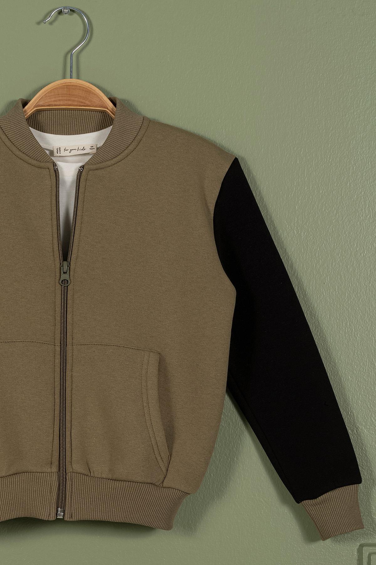 For You Kids Fermuarlı Garnili Kanguru Cep Haki Erkek Çocuk Ceket For You Kids Fermuarlı Garnili Kanguru Cep Haki Erkek Çocuk Ceket