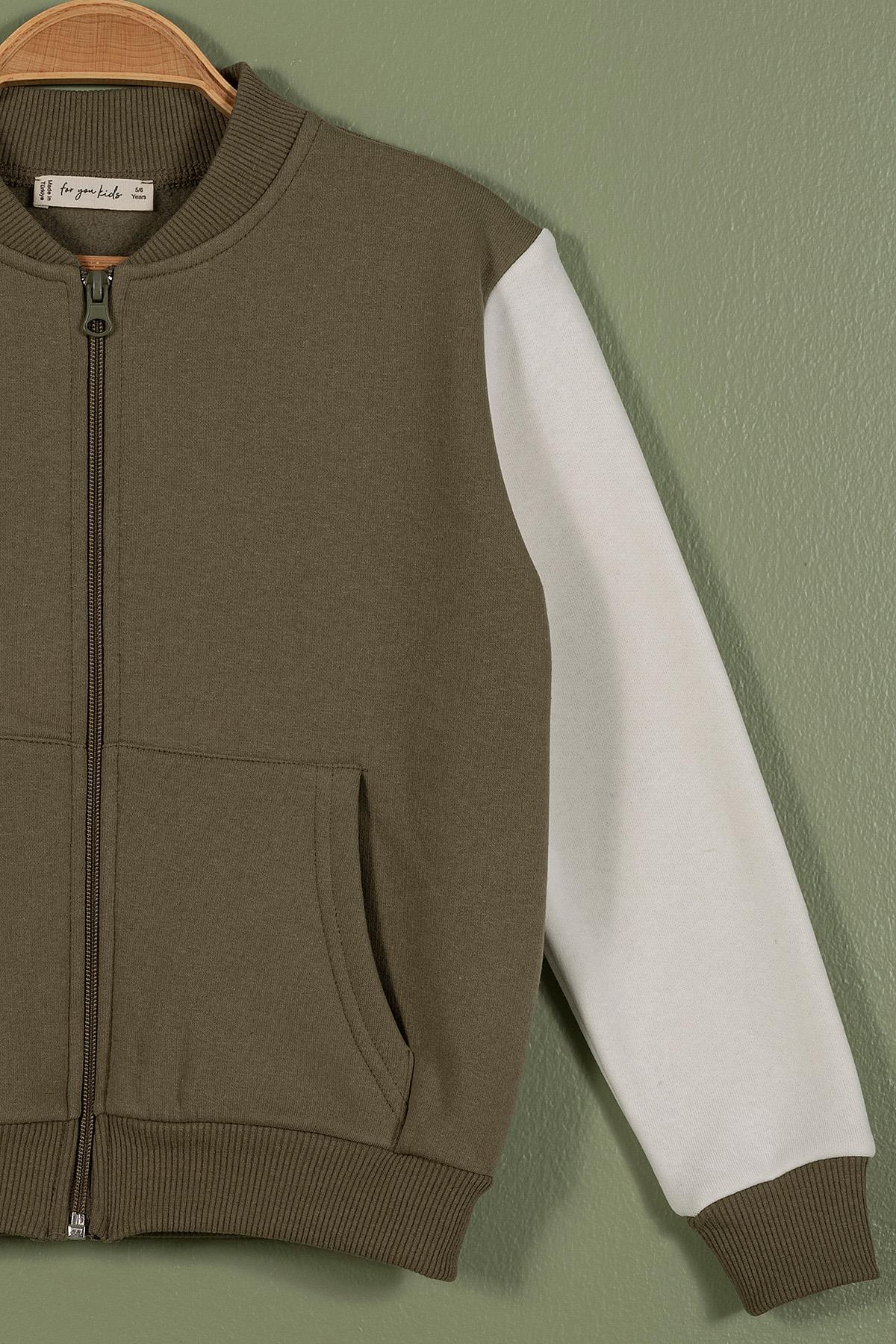 For You Kids Fermuarlı Garnili Kanguru Cep Yeşil Kız Çocuk Ceket For You Kids Fermuarlı Garnili Kanguru Cep Yeşil Kız Çocuk Ceket