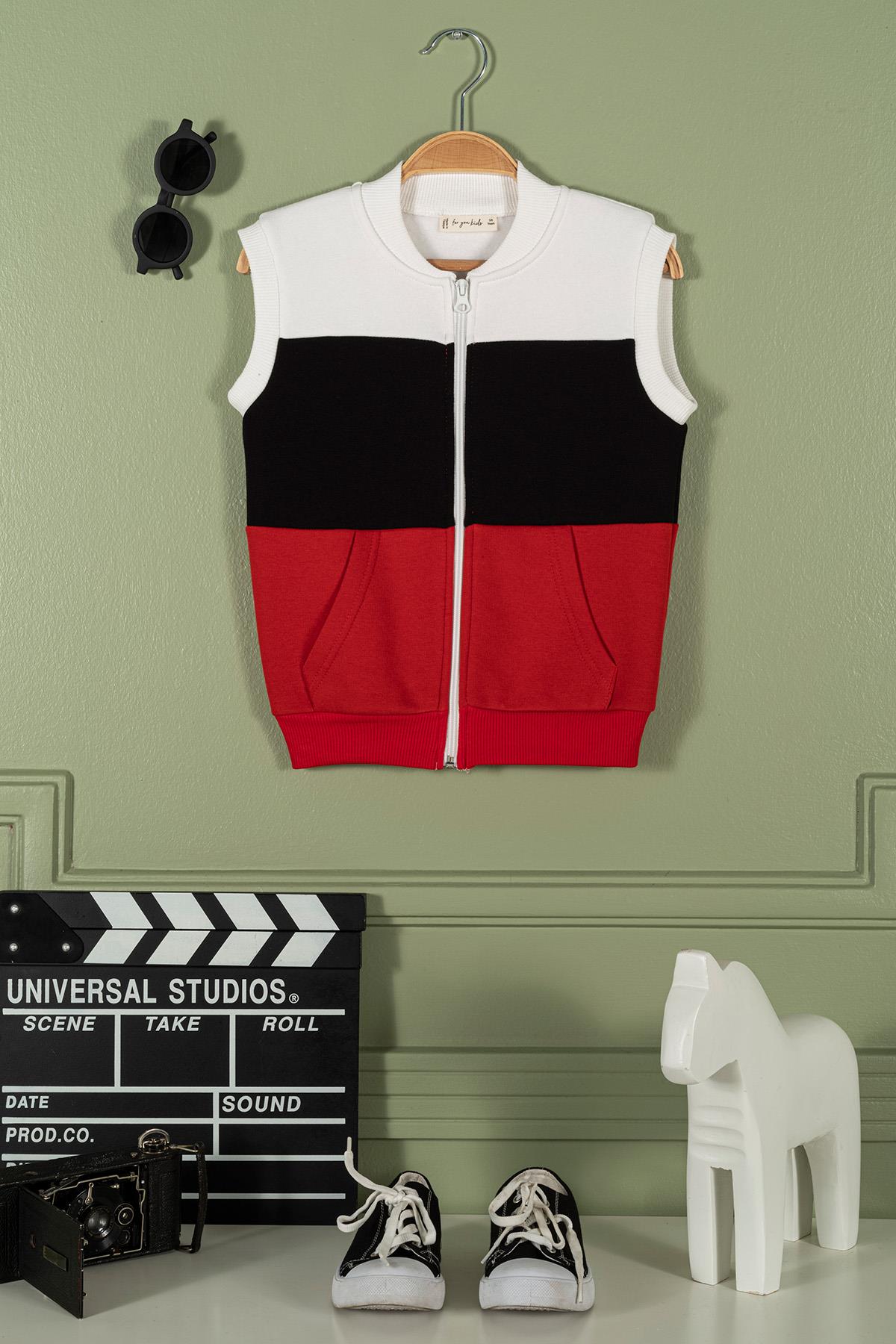 For You Kids Fermuarlı Garnili Kanguru Cep Kırmızı Kız Çocuk Yelek For You Kids Fermuarlı Garnili Kanguru Cep Kırmızı Kız Çocuk Yelek