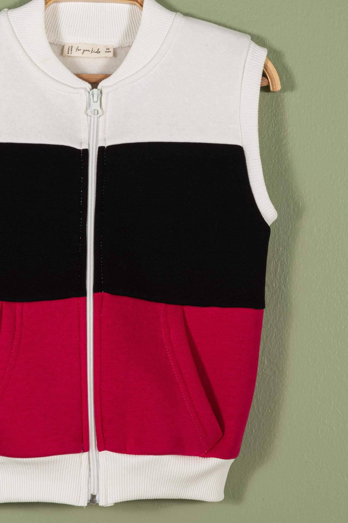 For You Kids Fermuarlı Garnili Kanguru Cep Fuşya Kız Çocuk Yelek For You Kids Fermuarlı Garnili Kanguru Cep Fuşya Kız Çocuk Yelek