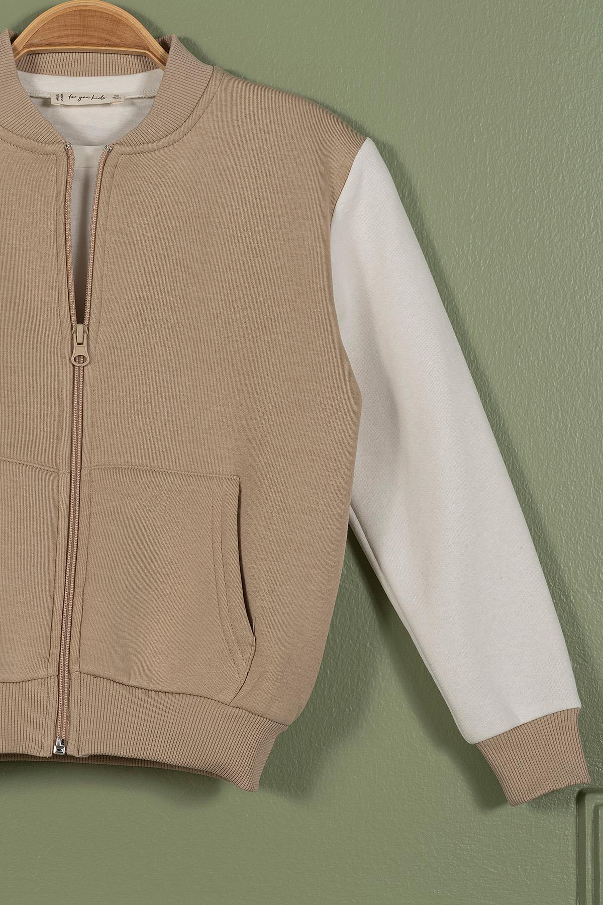 For You Kids Fermuarlı Garnili Kanguru Cep Taş Erkek Çocuk Ceket For You Kids Fermuarlı Garnili Kanguru Cep Taş Erkek Çocuk Ceket