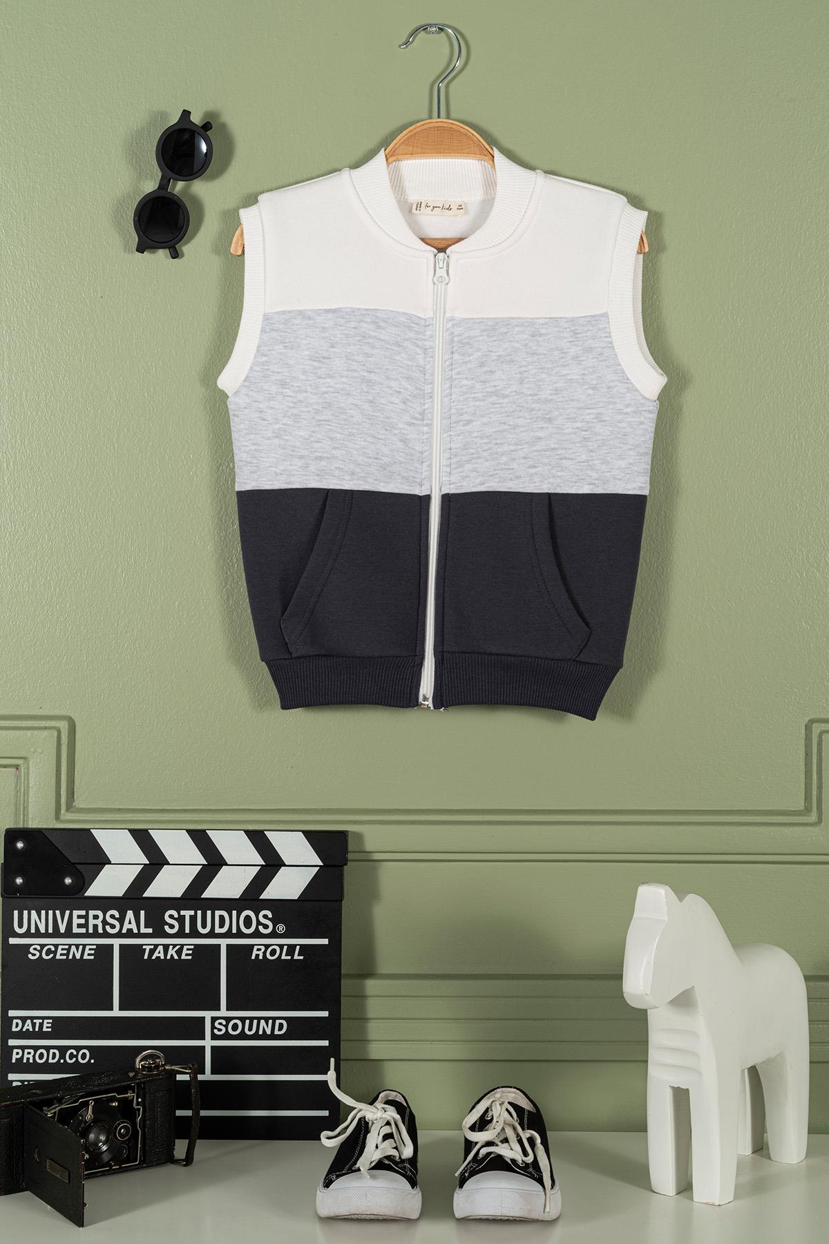 For You Kids Fermuarlı Garnili Kanguru Cep Antrasit Kız Çocuk Yelek For You Kids Fermuarlı Garnili Kanguru Cep Antrasit Kız Çocuk Yelek