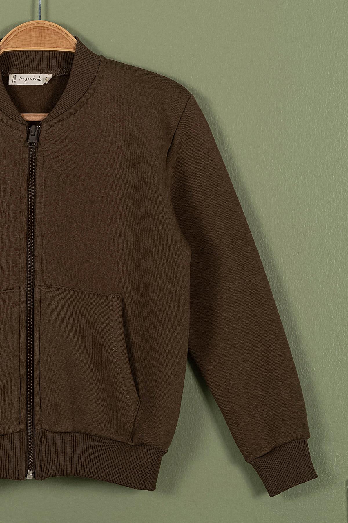 For You Kids Fermuarlı Kanguru Cep Kahve Kız Çocuk Ceket For You Kids Fermuarlı Kanguru Cep Kahve Kız Çocuk Ceket