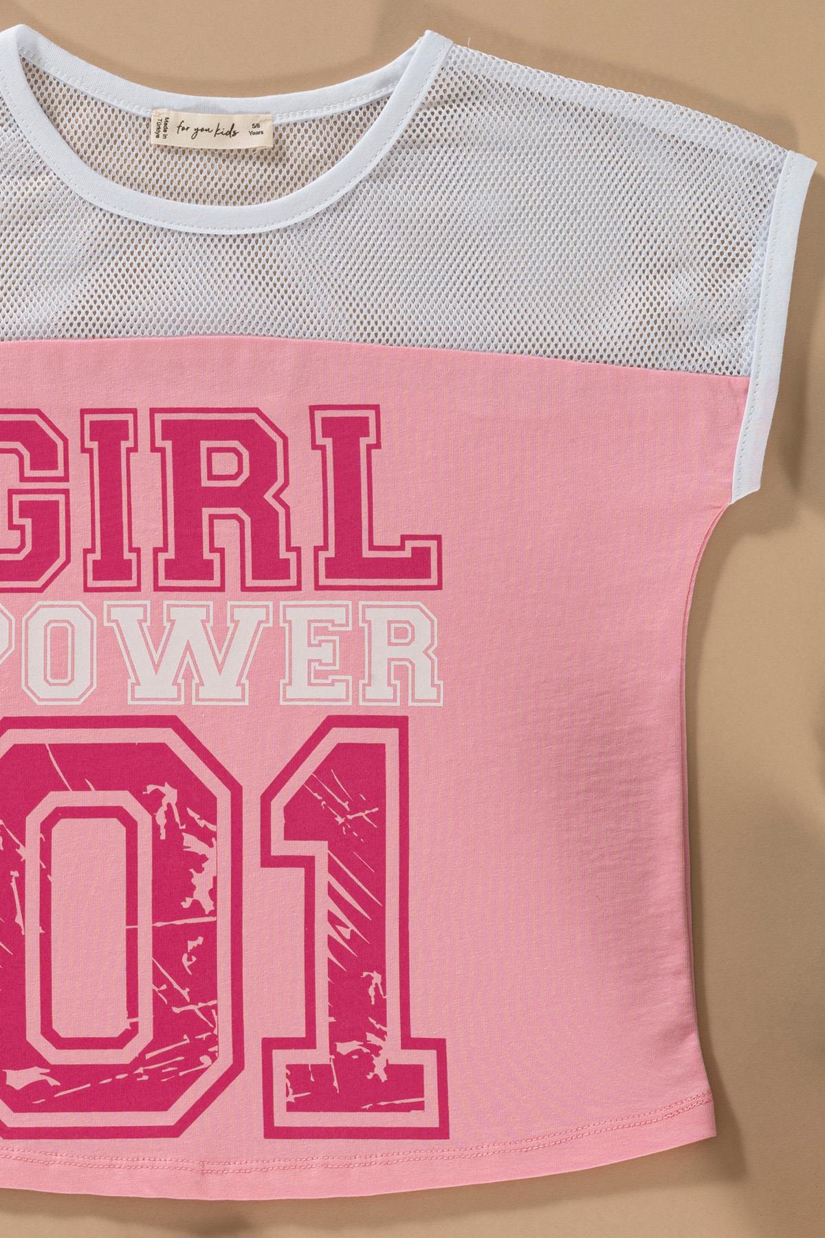 For You Kids File Detaylı Baskılı Pembe Tshirt Şort Takım For You Kids File Detaylı Baskılı Pembe Tshirt Şort Takım