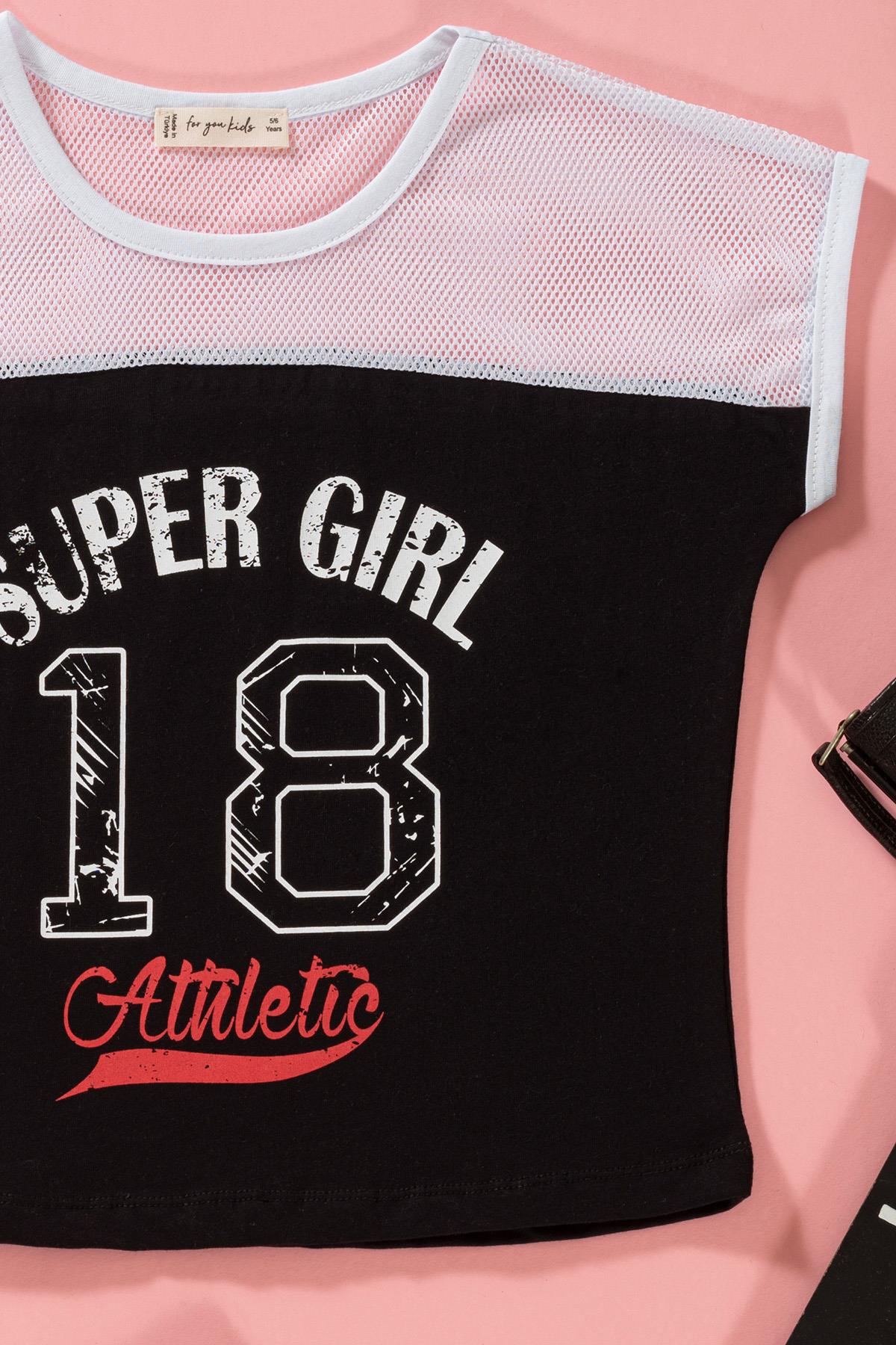 For You Kids File Detaylı Baskılı Siyah Tshirt Şort Takım For You Kids File Detaylı Baskılı Siyah Tshirt Şort Takım