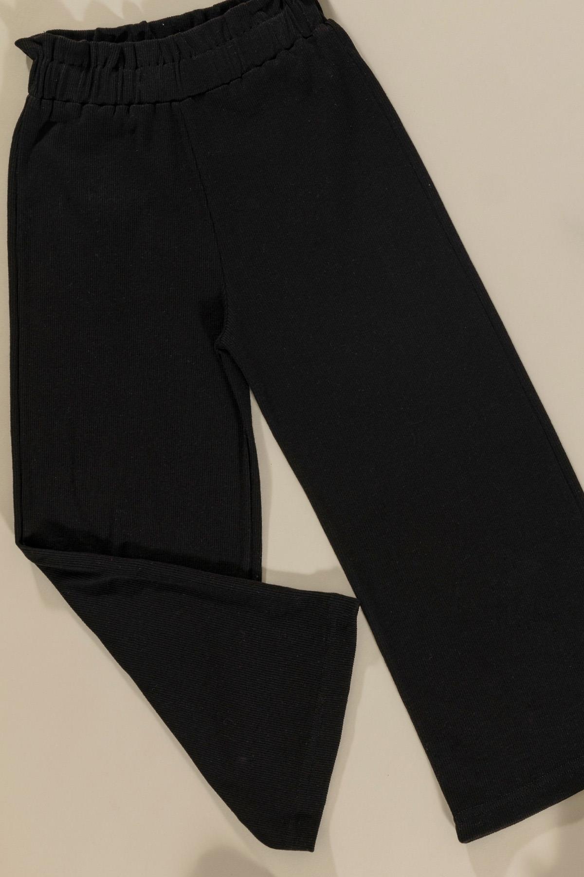 For You Kids Fırfır Detaylı Cizgili Tsihrt Pantolon Siyah Takım  For You Kids Fırfır Detaylı Cizgili Tsihrt Pantolon Siyah Takım 