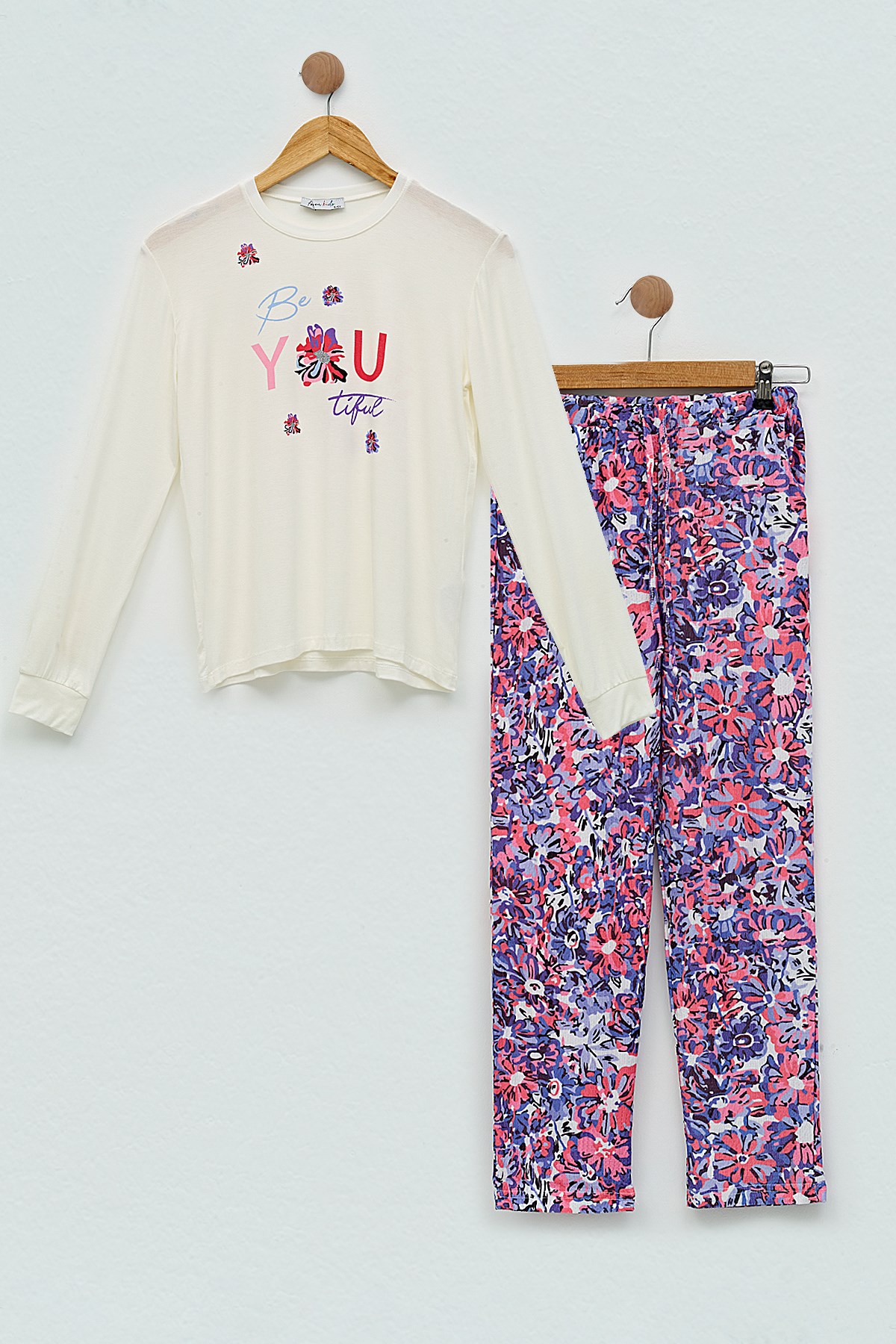 For You Kids/Çocuk Pijama Takımları For You Kids For You Kids 4 lü You Çicek Baskılı Lila Pijama Takım 