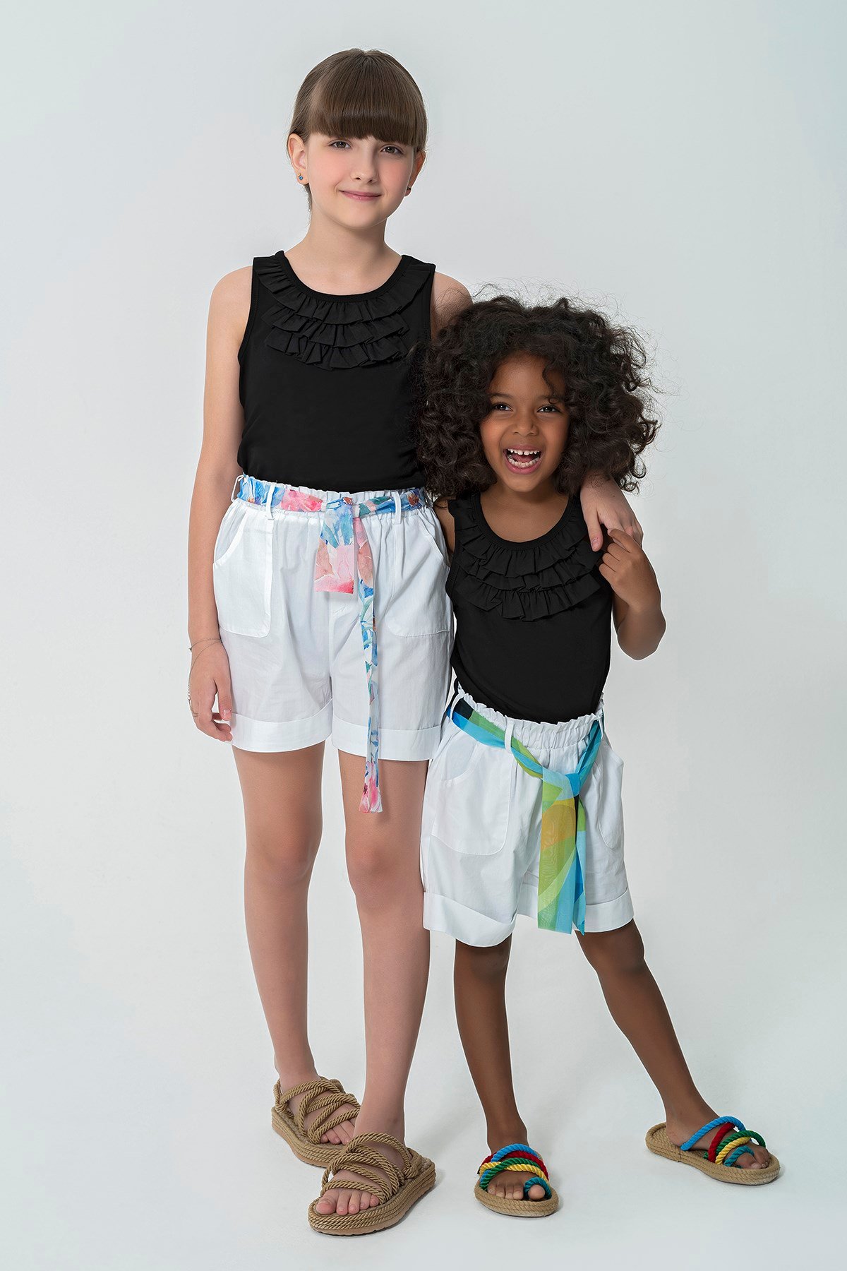 For You Kids/Çocuk Şort For You Kids For You Kids Organik Kemerli Cepli Duble Paça Beyaz Şort