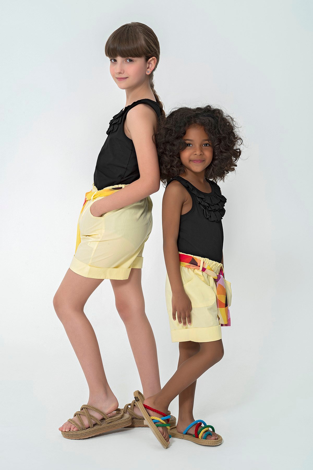 For You Kids/Çocuk Şort For You Kids For You Kids Organik Kemerli Cepli Duble Paça Sarı Şort