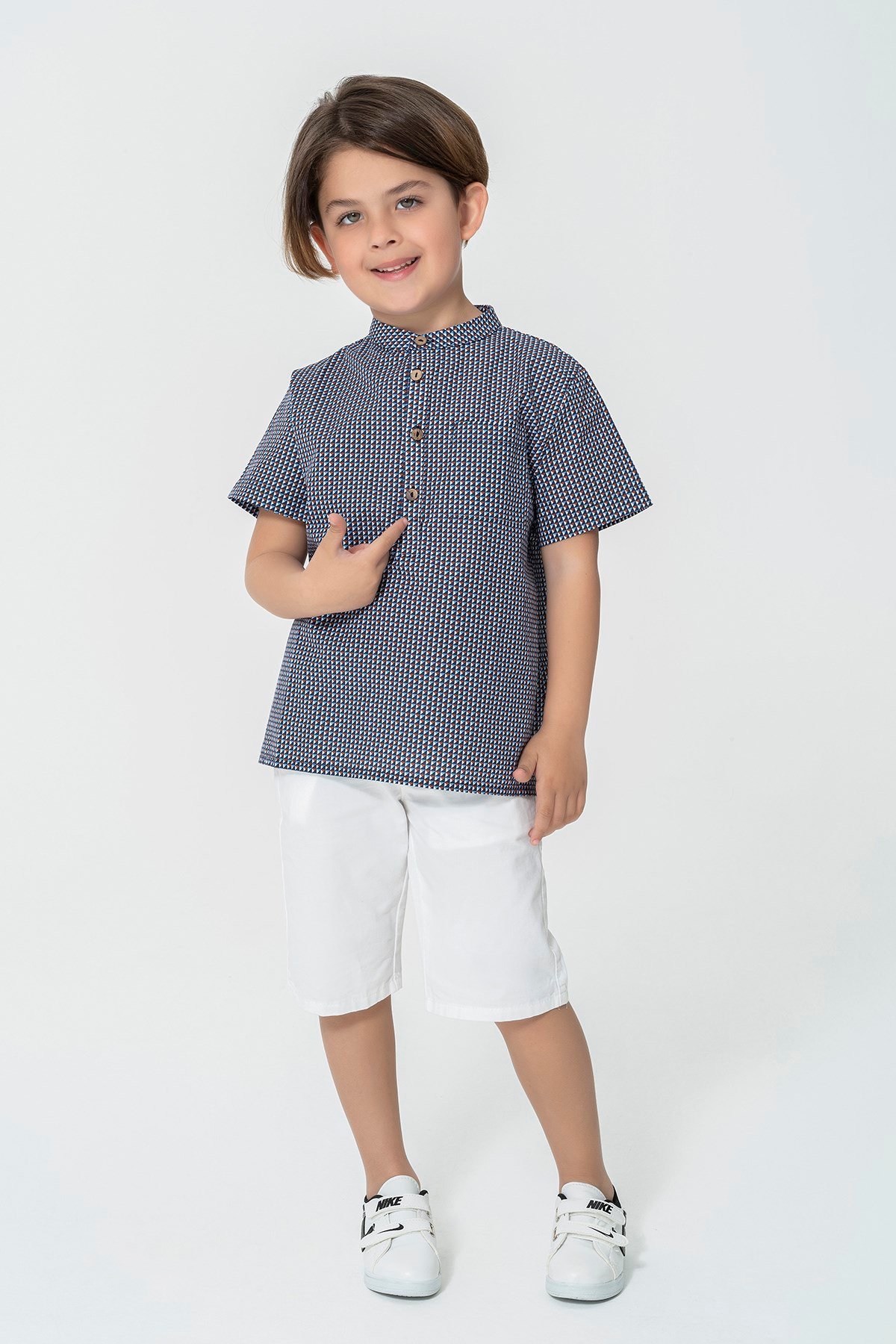 For You Moda For You Kids For You Kids Organik Yakası 4 Düğmeli Kırmızı Puanlı  Gömlek