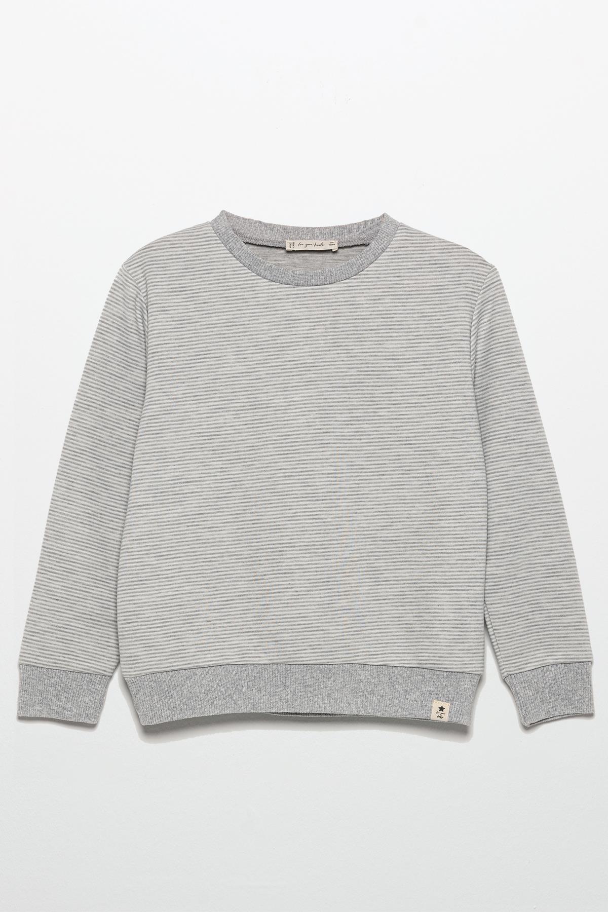 For You Kids Çizgili Sweatshirt Jogger Gri Alt Üst Takım For You Kids İnce Çizgili Sweatshirt Jogger Gri Alt Üst Takım