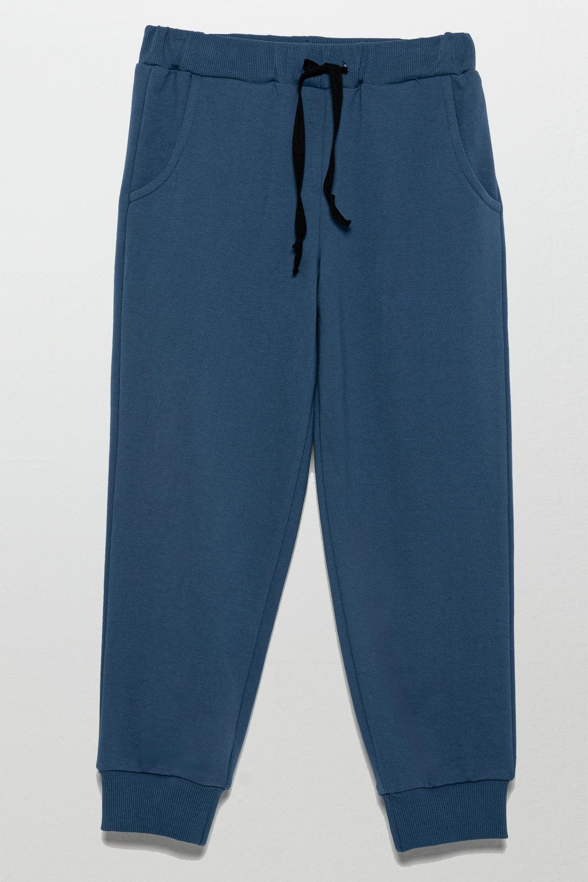 For You Kids Kapişonlu Etiket Detaylı Jogger İndigo Alt Üst Takım For You Kids Kapişonlu Etiket Detaylı Jogger İndigo Alt Üst Takım
