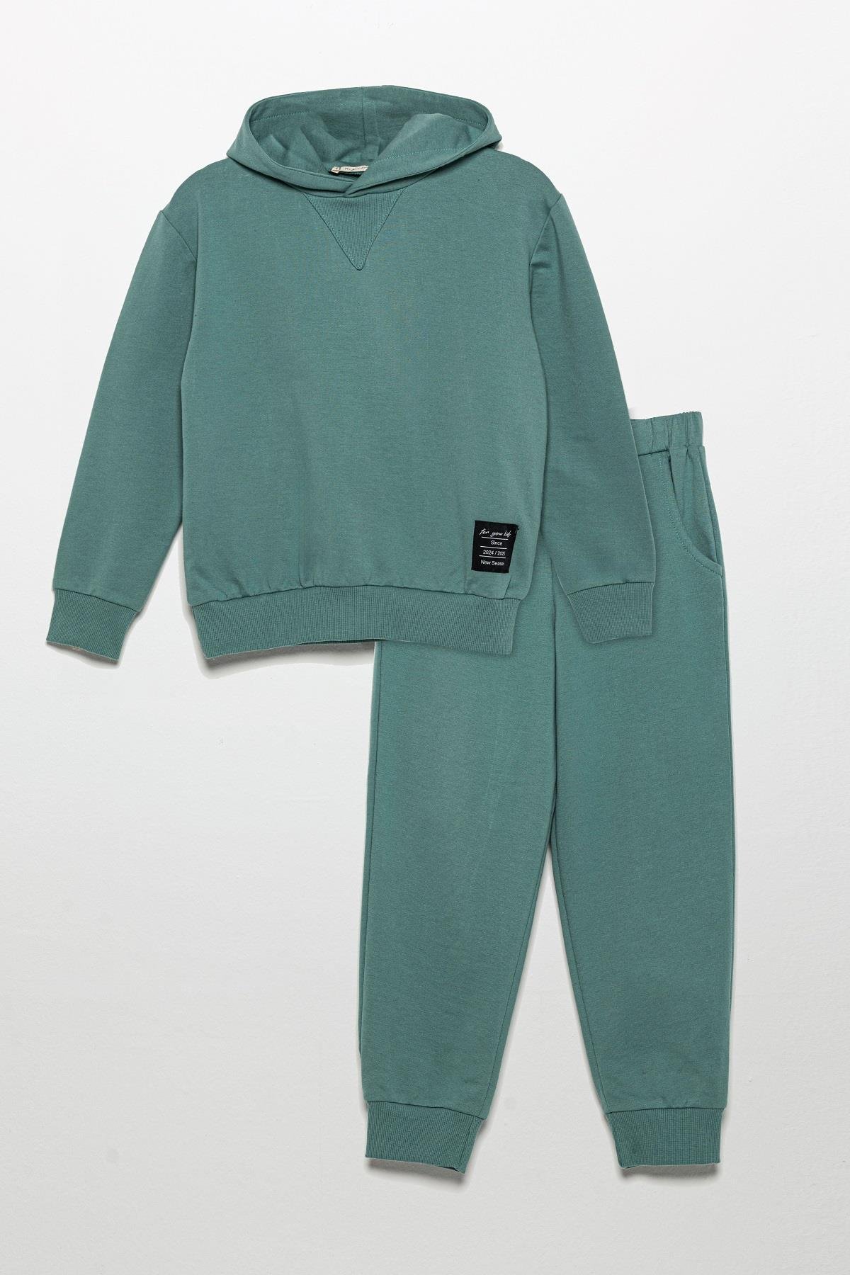 For You Kids Kapişonlu Etiket Detaylı Jogger Yeşil Alt Üst Takım For You Kids Kapişonlu Etiket Detaylı Jogger Yeşil Alt Üst Takım