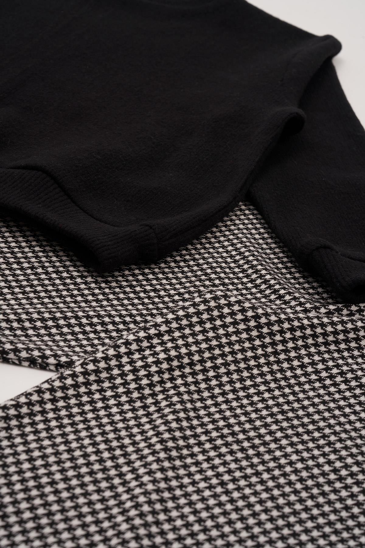 Kaz Ayağı Desenli Alt Üst Taytlı Takım For You Kids Kaz Ayağı Desenli Alt Üst Taytlı Takım