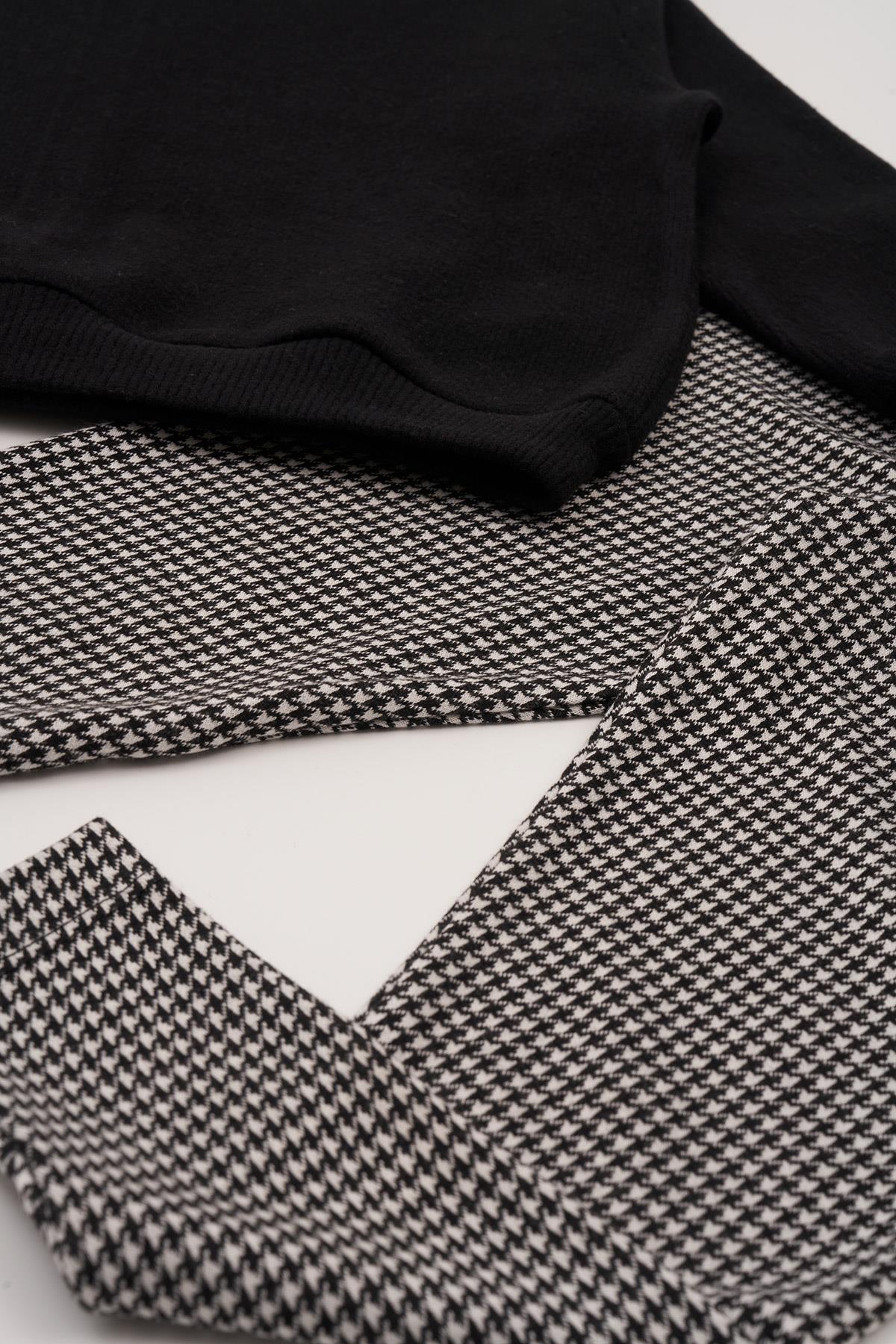 Kaz Ayağı Desenli Alt Üst Taytlı Takım For You Kids Kaz Ayağı Desenli Alt Üst Taytlı Takım