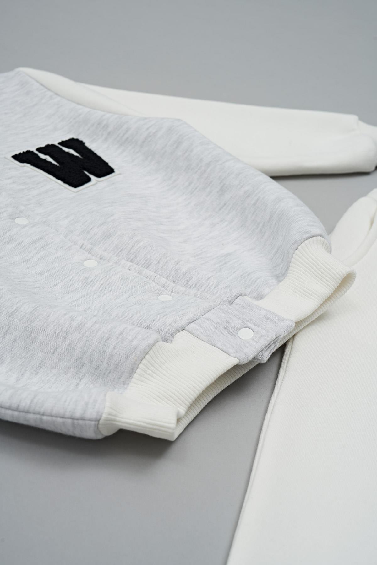 For You Kids Kolej Ceket W Nakışlı Gri Alt Üst Takım  For You Kids Kolej Ceket W Nakışlı Gri Alt Üst Takım 