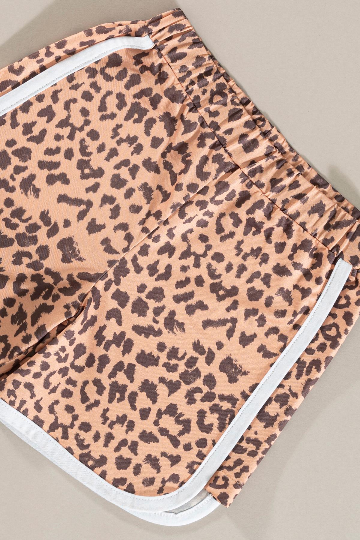 For You Kids Leopar Baskılı Tshirt Şort Alt Üst Takım For You Kids Leopar Baskılı Tshirt Şort Alt Üst Takım