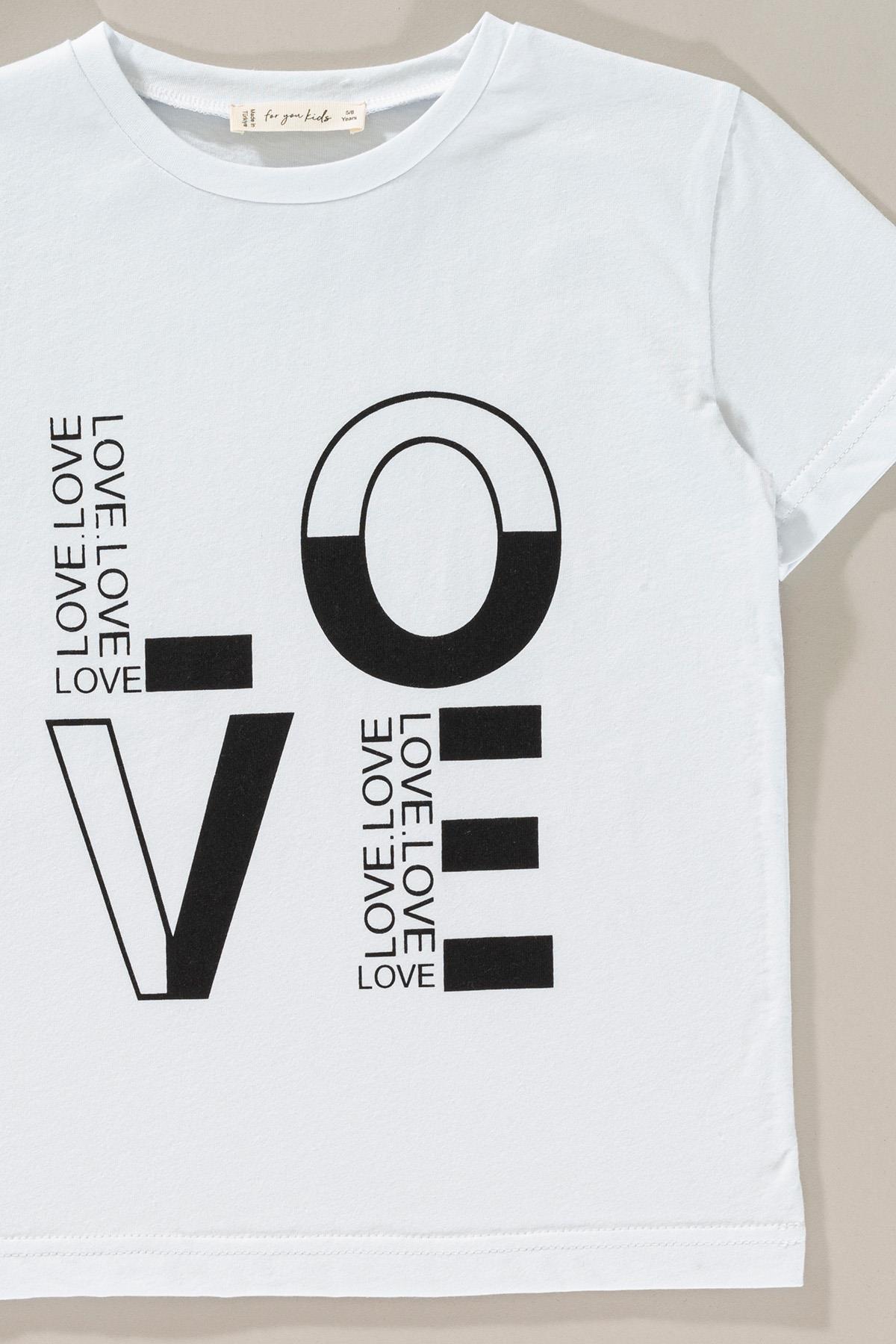 For You Kids Love Baskılı Tayt Tahirt Takım For You Kids Love Baskılı Tayt Tshirt Takım