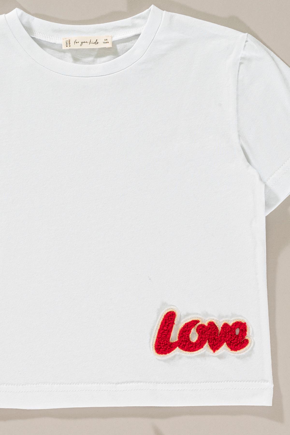 For You Kids Love Nakışlı Fuşya Beyaz Jakarlı Şort Alt Üst Takım For You Kids Love Nakışlı Fuşya Beyaz Jakarlı Şort Alt Üst Takım