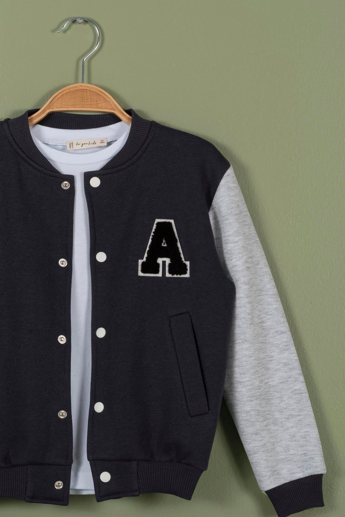 For You Kids Nakışlı Antrasit Erkek Çocuk Kolej Ceket For You Kids Nakışlı Antrasit Erkek Çocuk Kolej Ceket