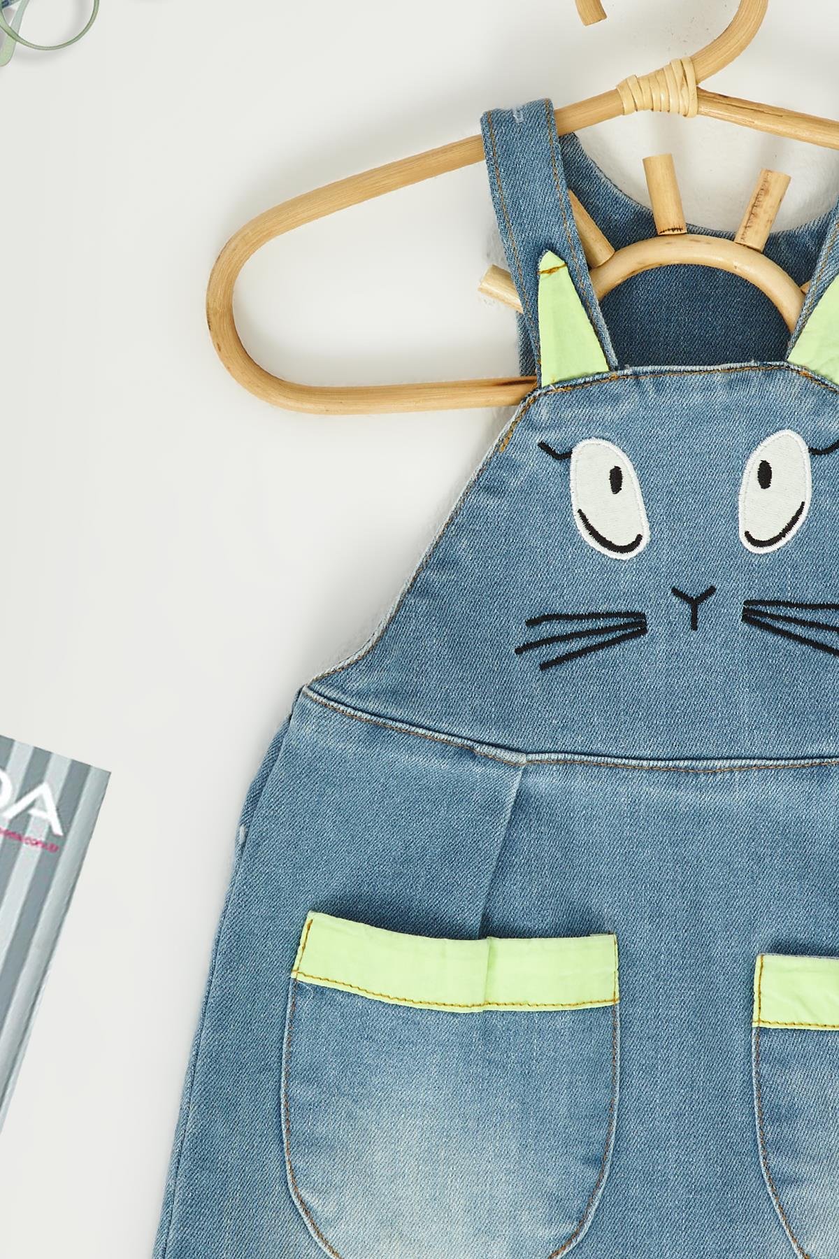 For You Kids Nakışlı Bahçivan Kot Etek  For You Kids Nakışlı Bahçivan Kot Etek 