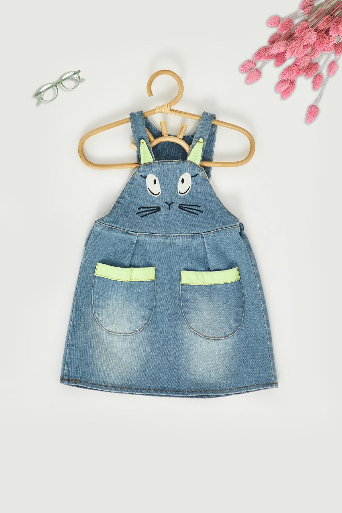 For You Kids Nakışlı Bahçivan Kot Etek  For You Kids Nakışlı Bahçivan Kot Etek 