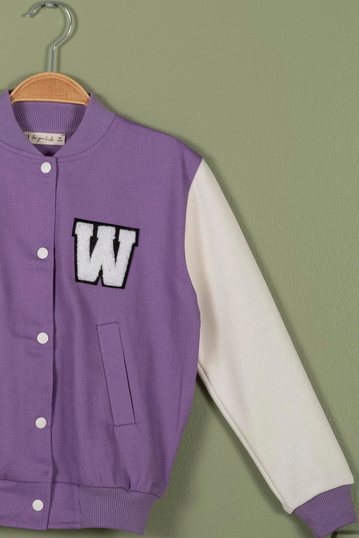 For You Kids Nakışlı Mor Kız Çocuk Kolej Ceket For You Kids Nakışlı Mor Kız Çocuk Kolej Ceket