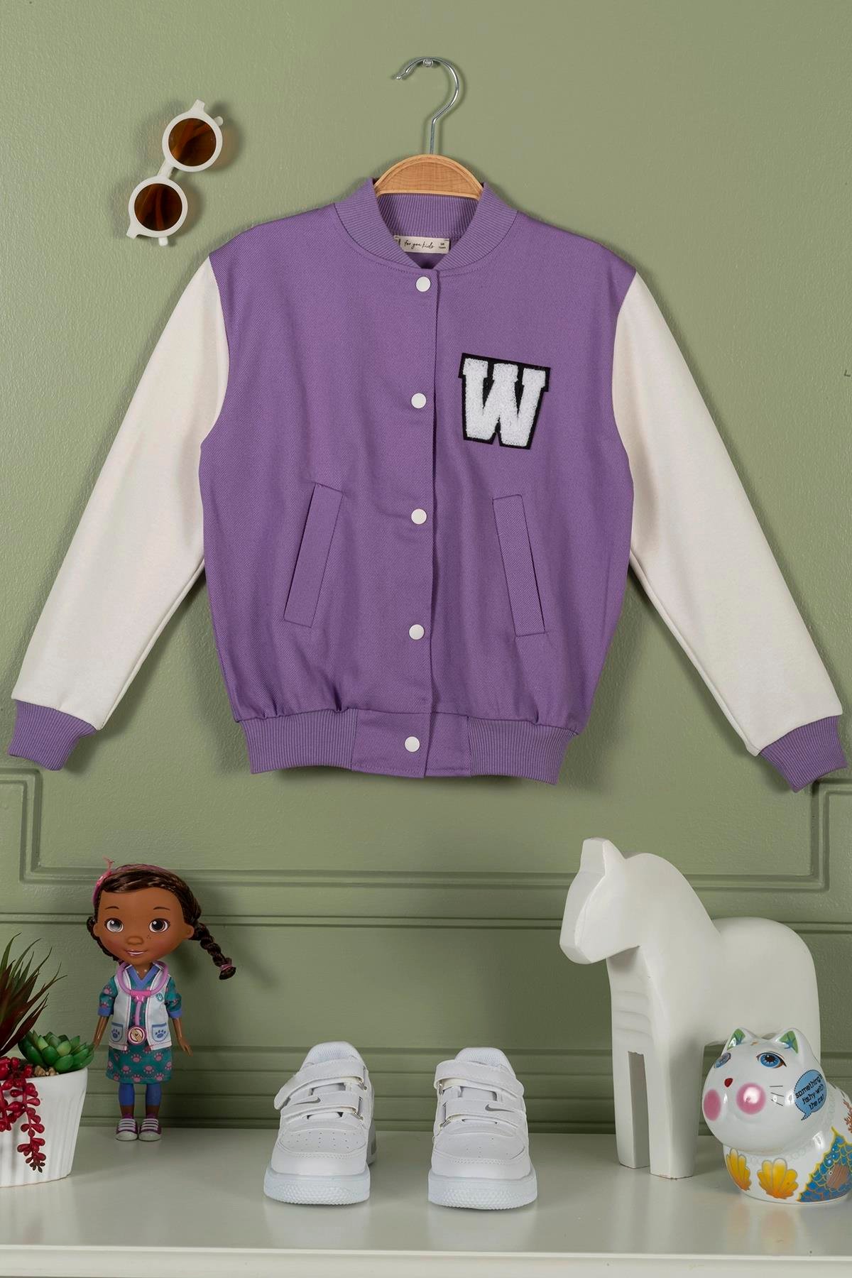 For You Kids Nakışlı Mor Kız Çocuk Kolej Ceket For You Kids Nakışlı Mor Kız Çocuk Kolej Ceket