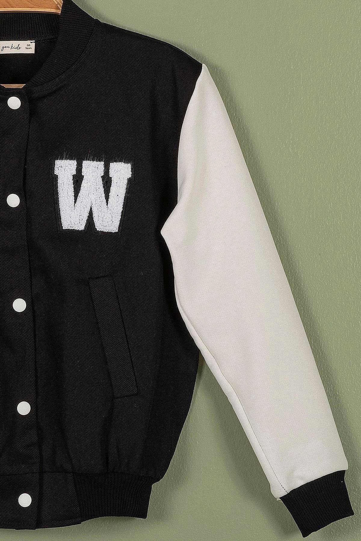 For You Kids Nakışlı Siyah Kız Çocuk Kolej Ceket For You Kids Nakışlı Siyah Kız Çocuk Kolej Ceket