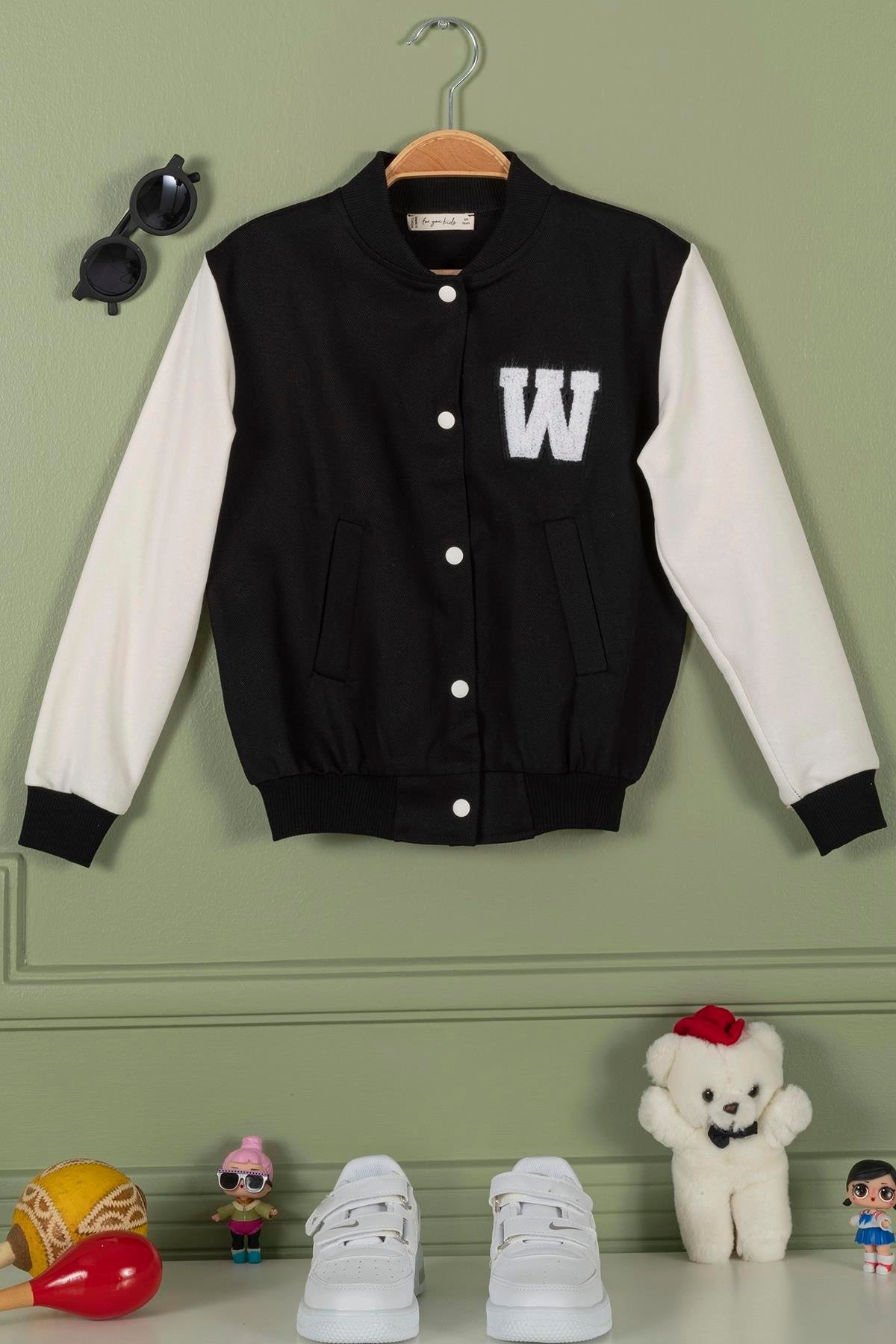For You Kids Nakışlı Siyah Kız Çocuk Kolej Ceket For You Kids Nakışlı Siyah Kız Çocuk Kolej Ceket