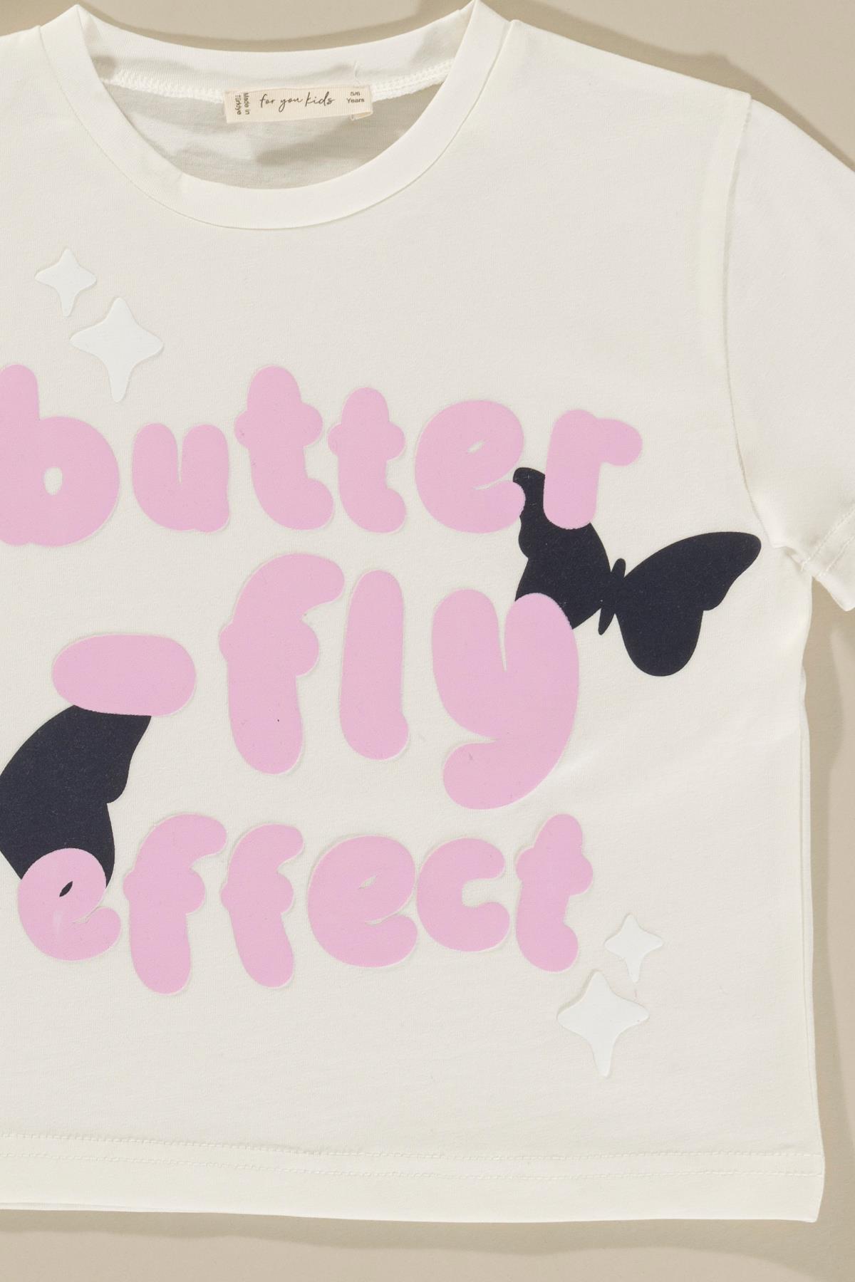 For You Kids Puf Kelebek Baskılı Pembe Tsihrt Şort Takım For You Kids Puf Kelebek Baskılı Pembe Tsihrt Şort Takım