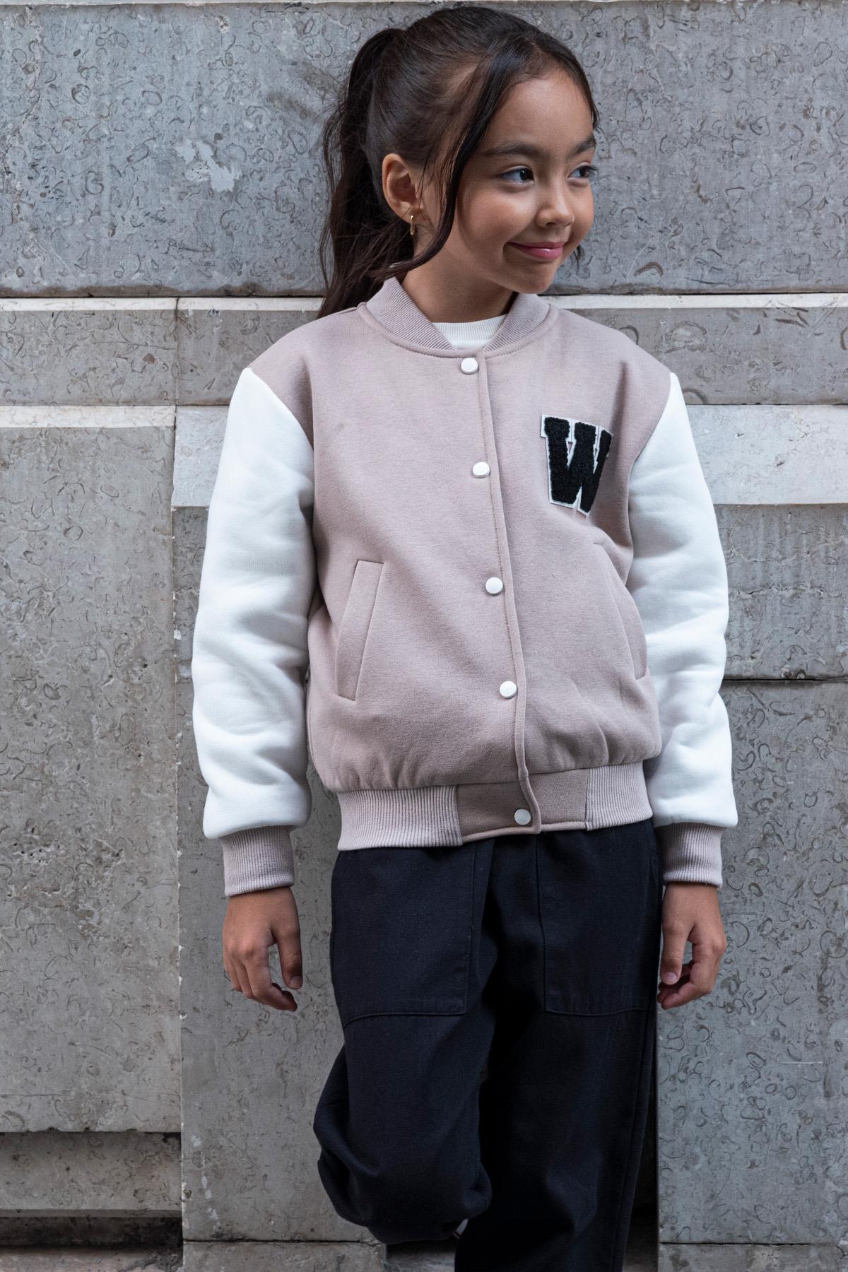 For You Kids W Nakışlı Kız Çocuk Bej Bomber Kolej Ceket For You Kids W Nakışlı Kız Çocuk Bej Bomber Kolej Ceket