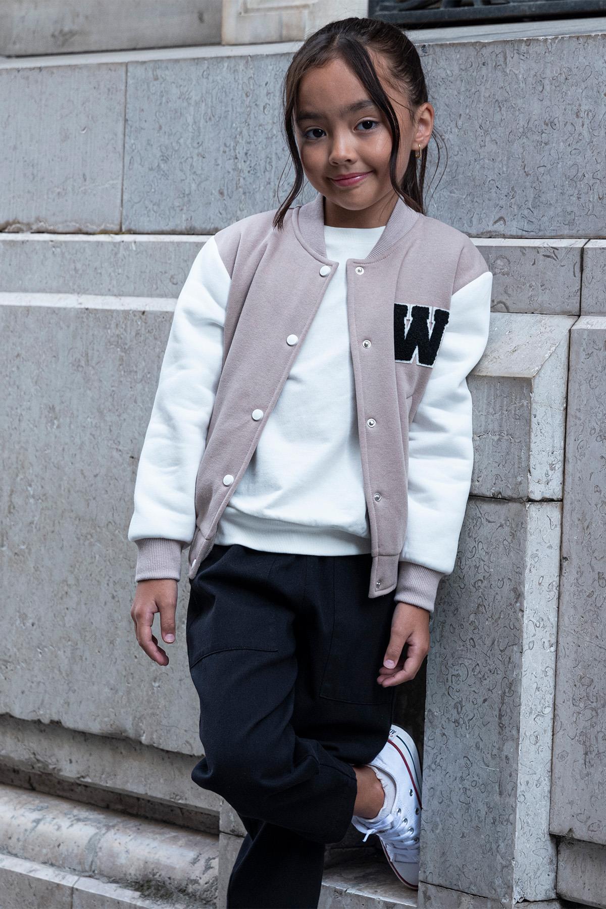 For You Kids W Nakışlı Kız Çocuk Bej Bomber Kolej Ceket For You Kids W Nakışlı Kız Çocuk Bej Bomber Kolej Ceket