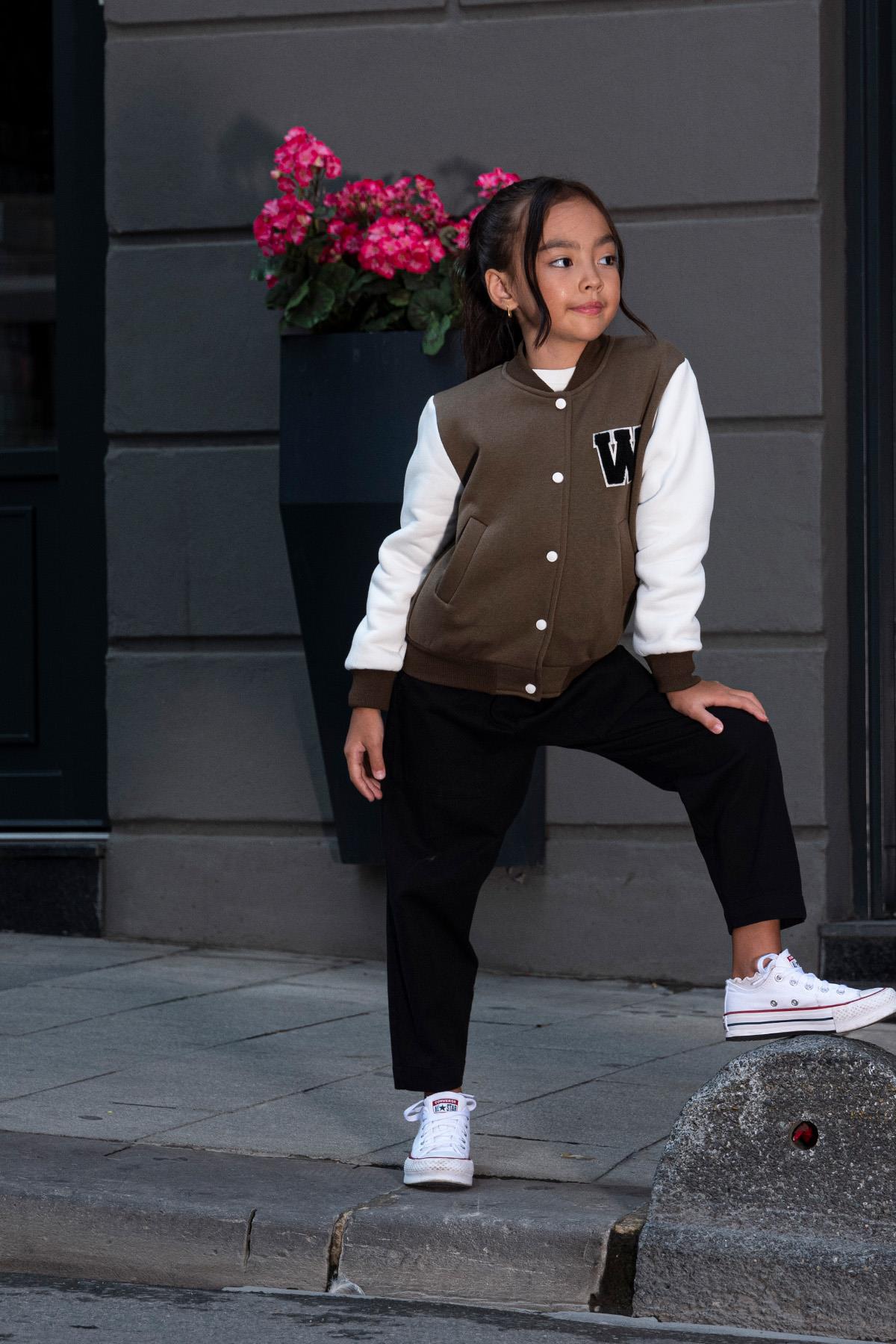 For You Kids W Nakışlı Kız Çocuk Kahverengi Bomber Kolej Ceket For You Kids W Nakışlı Kız Çocuk Kahverengi Bomber Kolej Ceket