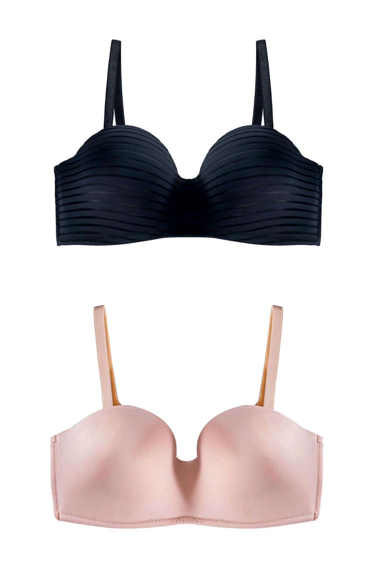 For You Lingerie 2'li Bütün Kap Siyah ve Ten Straplez Sütyen Set For You Lingerie 2'li Bütün Kap Siyah ve Ten Straplez Sütyen Set