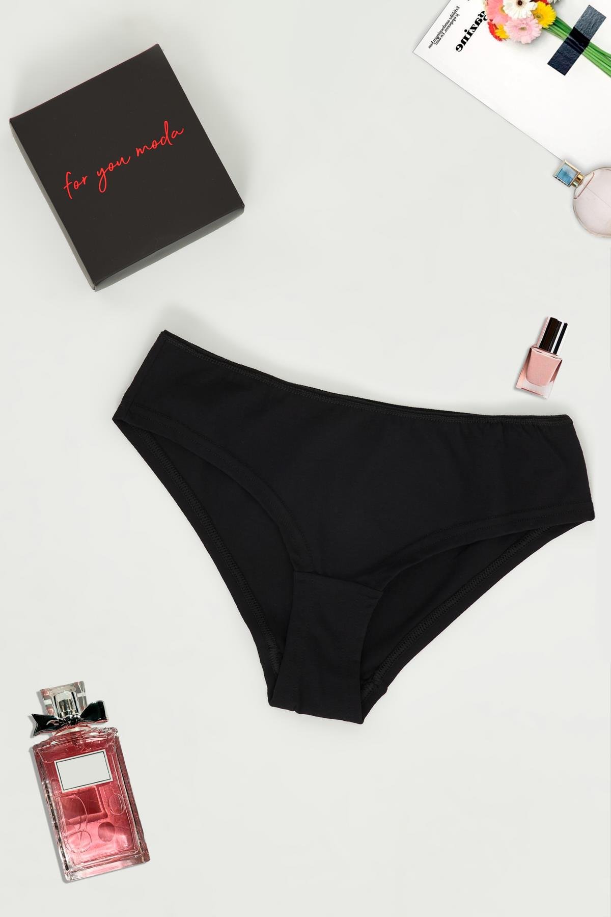 For You Lingerie Baskılı Kutulu Siyah Slip For You Lingerie Baskılı Kutulu Siyah Slip Külot