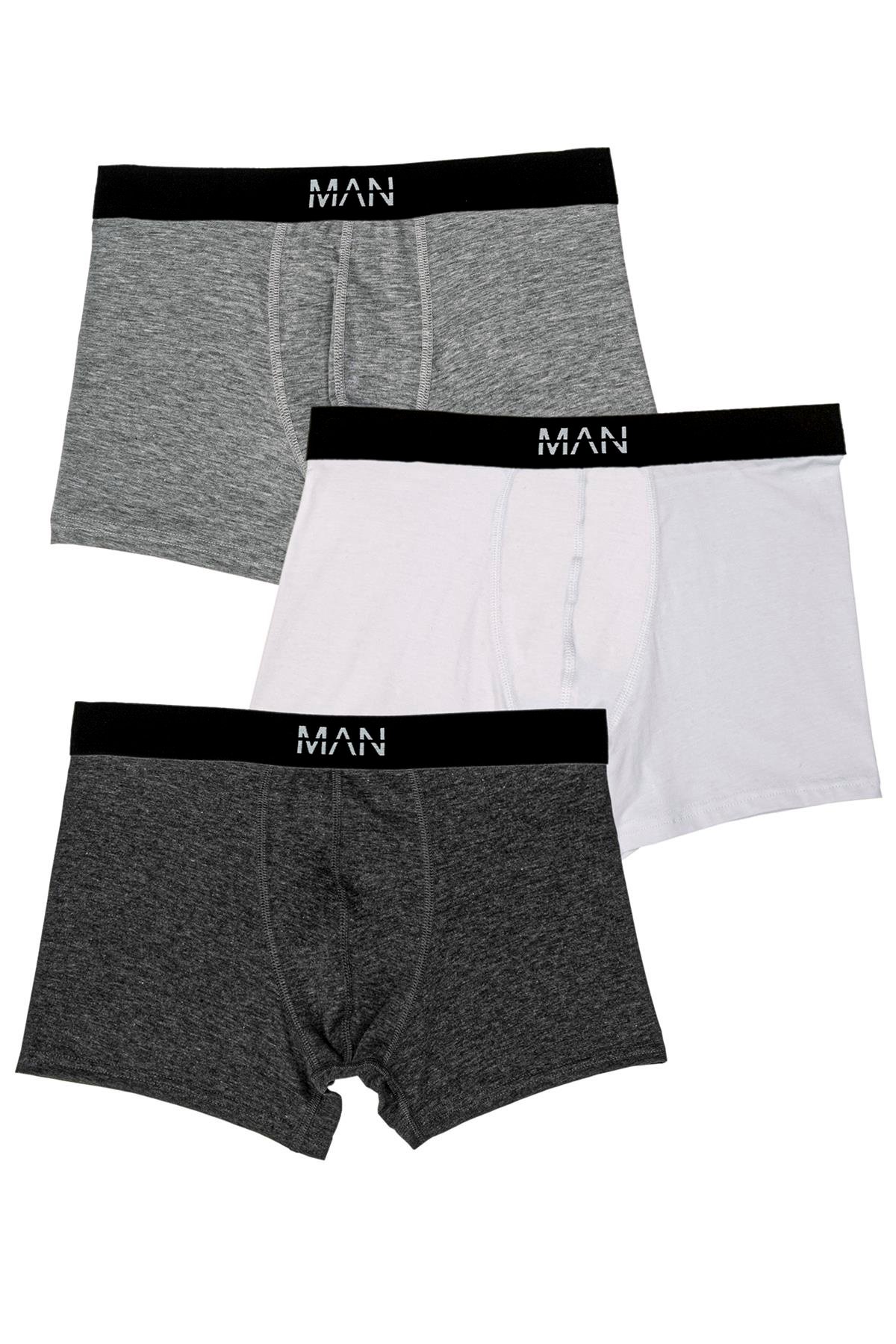 3'lü Gri Siyah Erkek Boxer  For You Man 3'lü Gri Siyah Erkek Boxer 